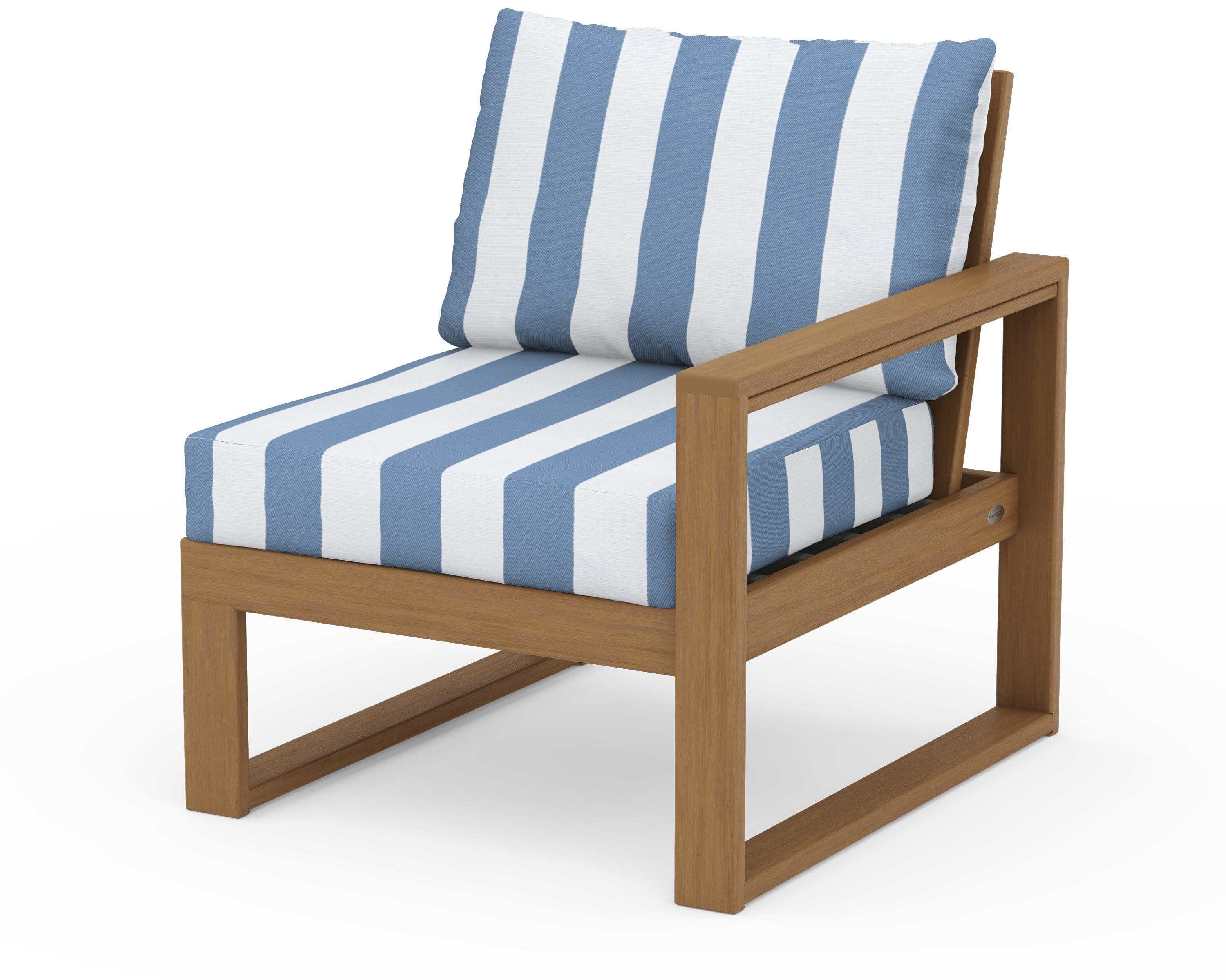 EDGE Modular Right Arm Chair in Natural / Cabana Stripe Sky Blue