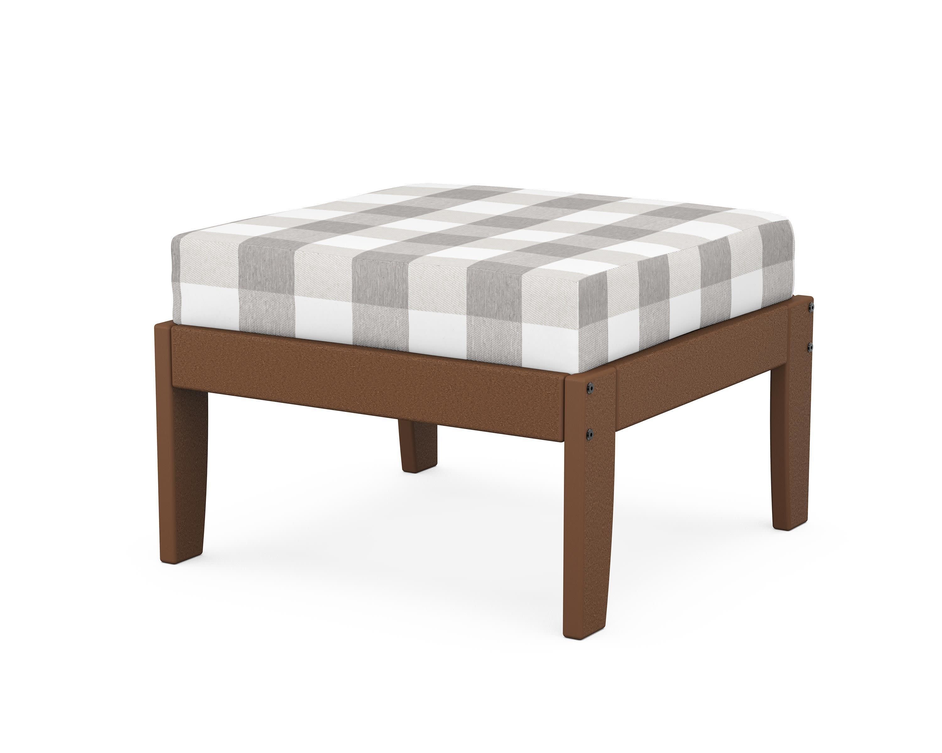 Modular Ottoman - Classic in Teak / Buffalo Plaid Grey Mist