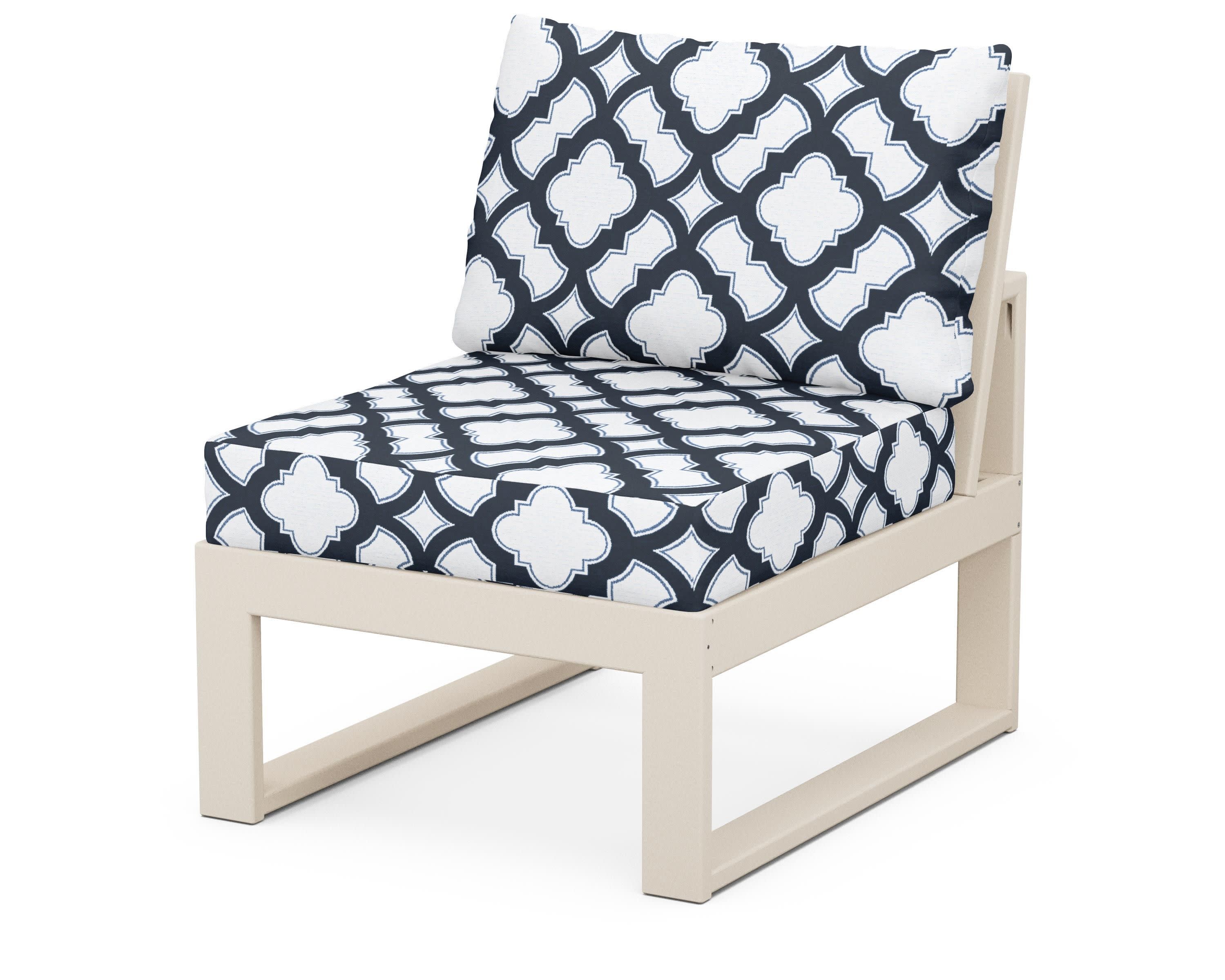 Modular Armless Chair in Sand / Trellis Marine Indigo