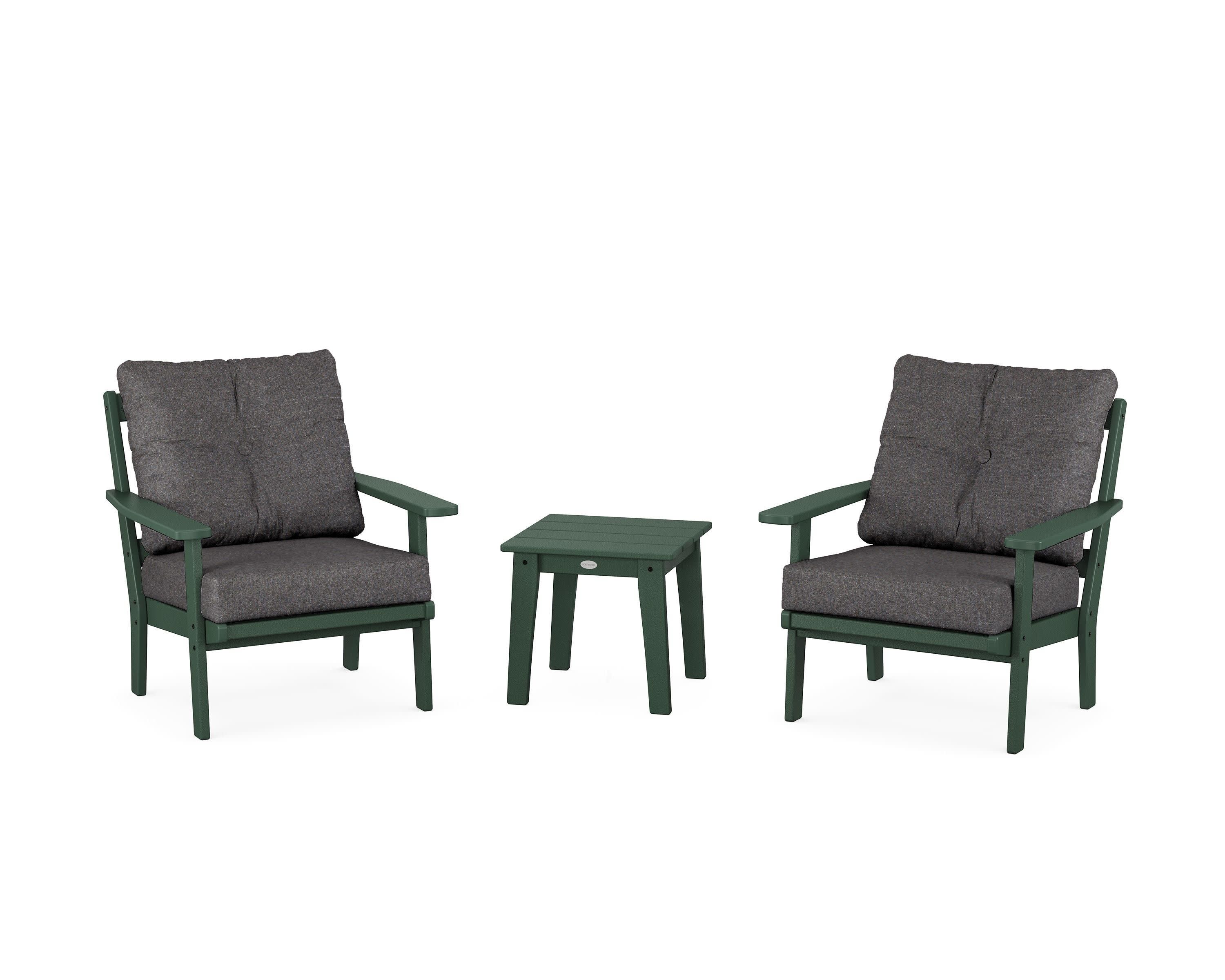 Oxford 3-Piece Deep Seating Set in Green / Ash Charcoal