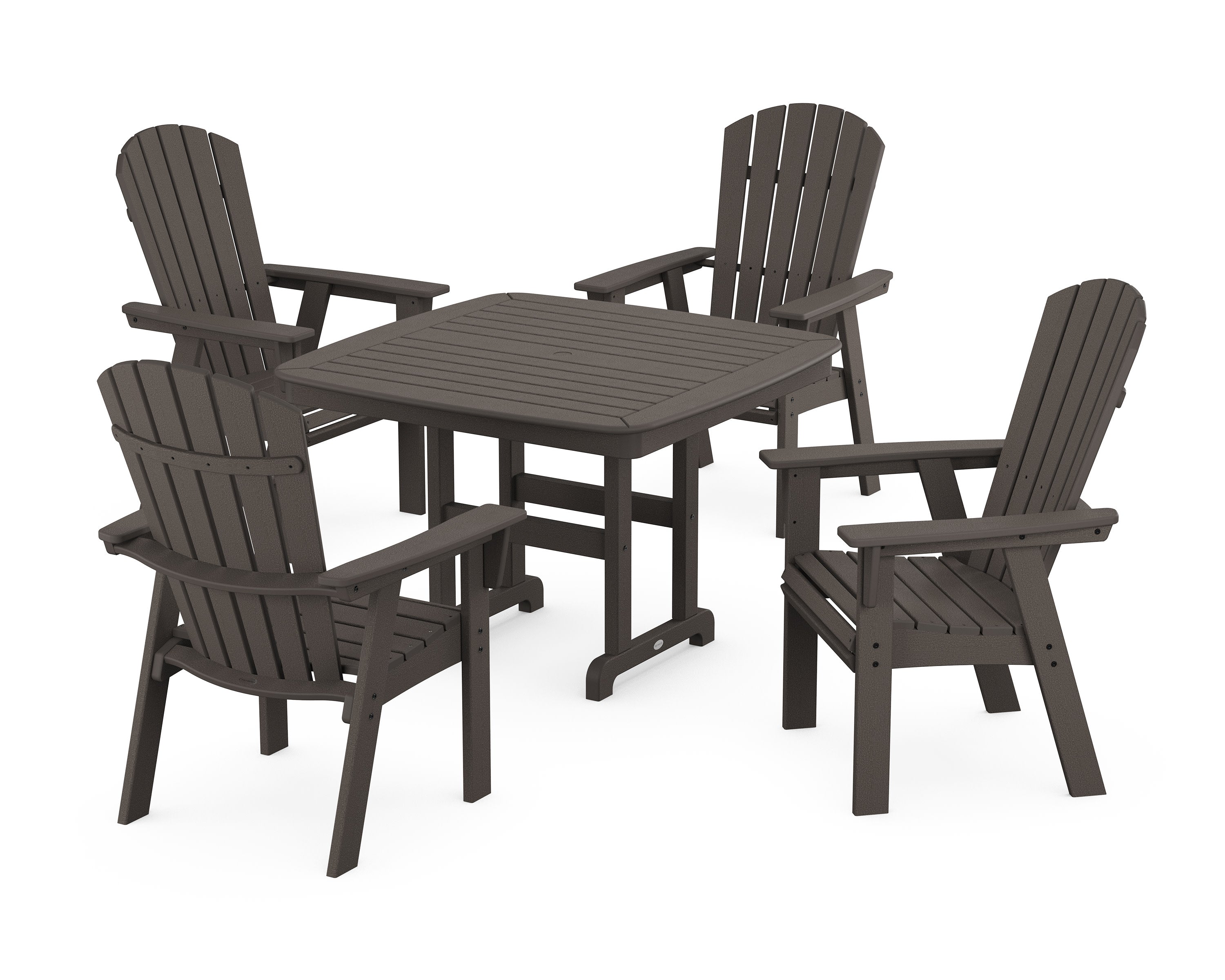 Nautical Curveback Adirondack 5-Piece Dining Set in Vintage Coffee