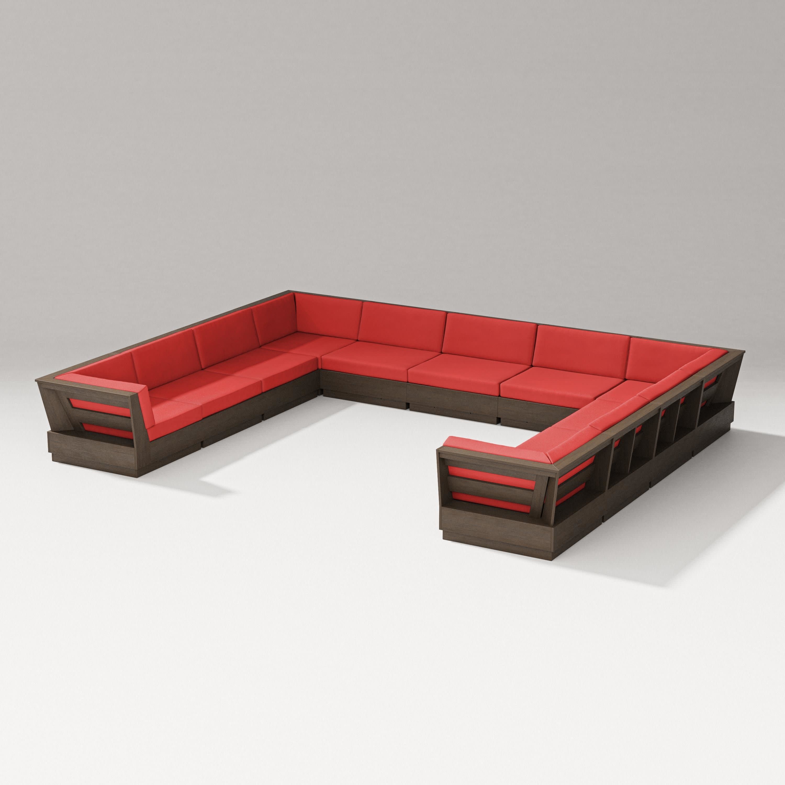 Elevate Large U-Shaped Sectional in Kona / Crimson Linen