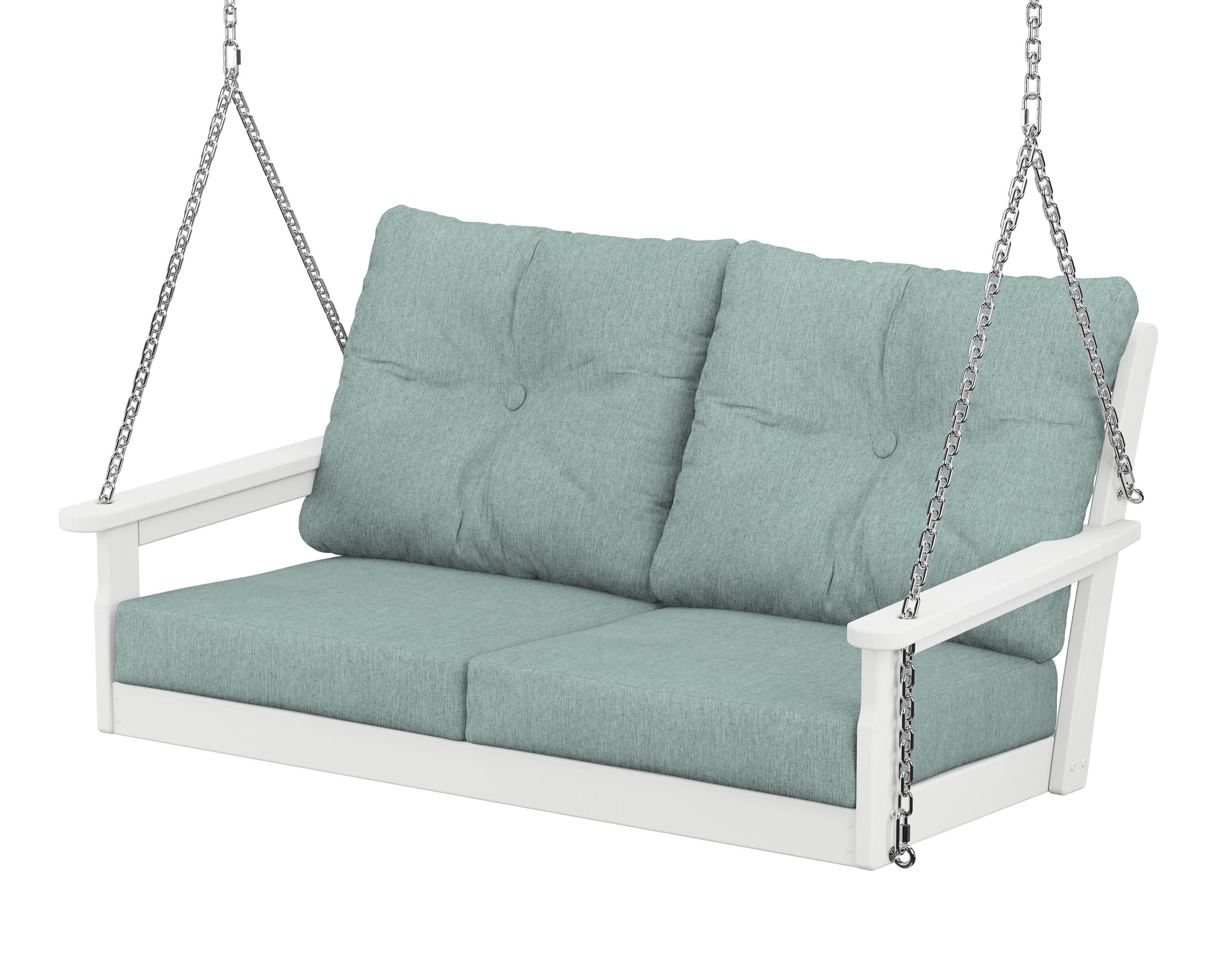 Vineyard Deep Seating Swing in White / Glacier Spa