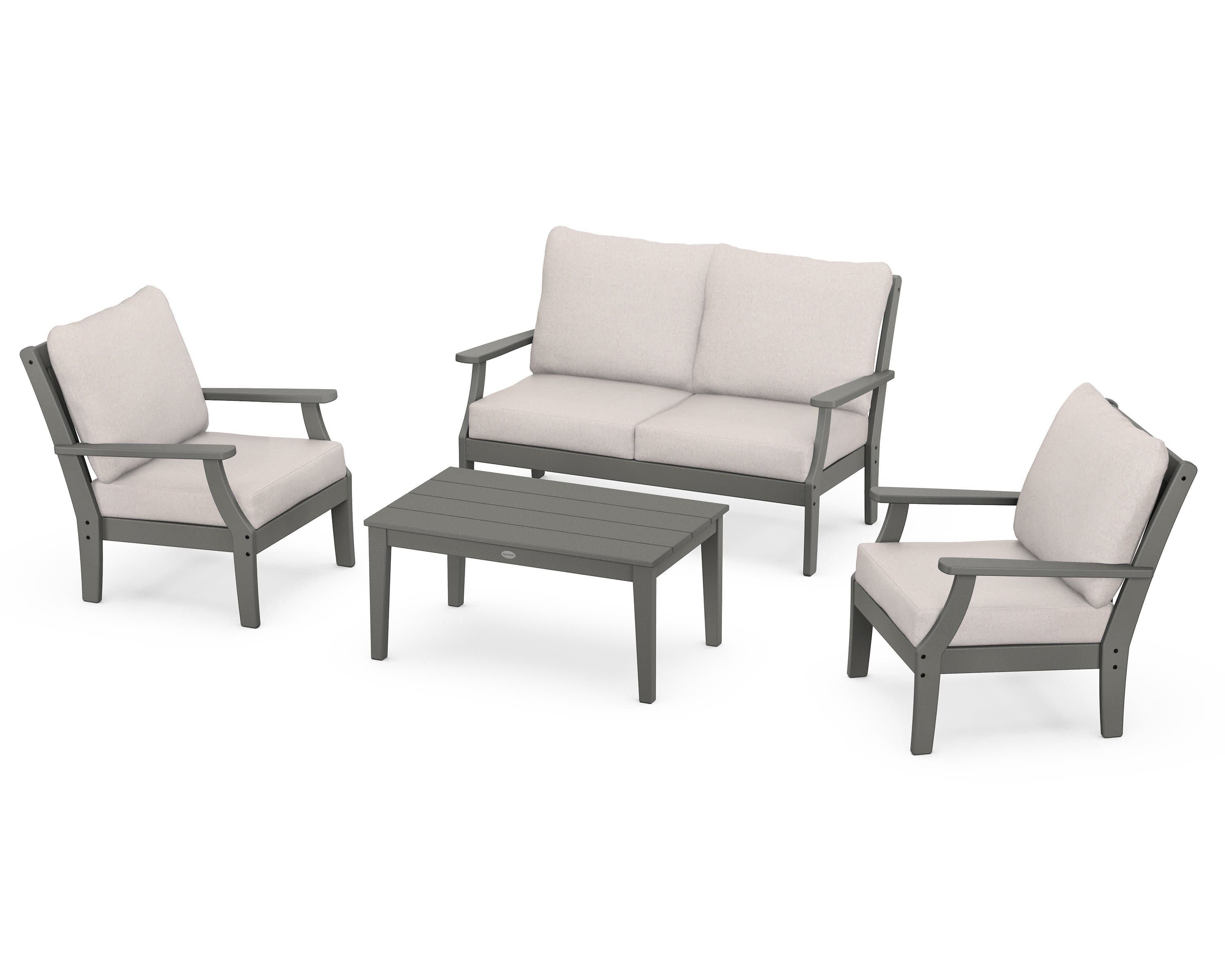 Braxton 4-Piece Deep Seating Chair Set in Slate Grey / Dune Burlap