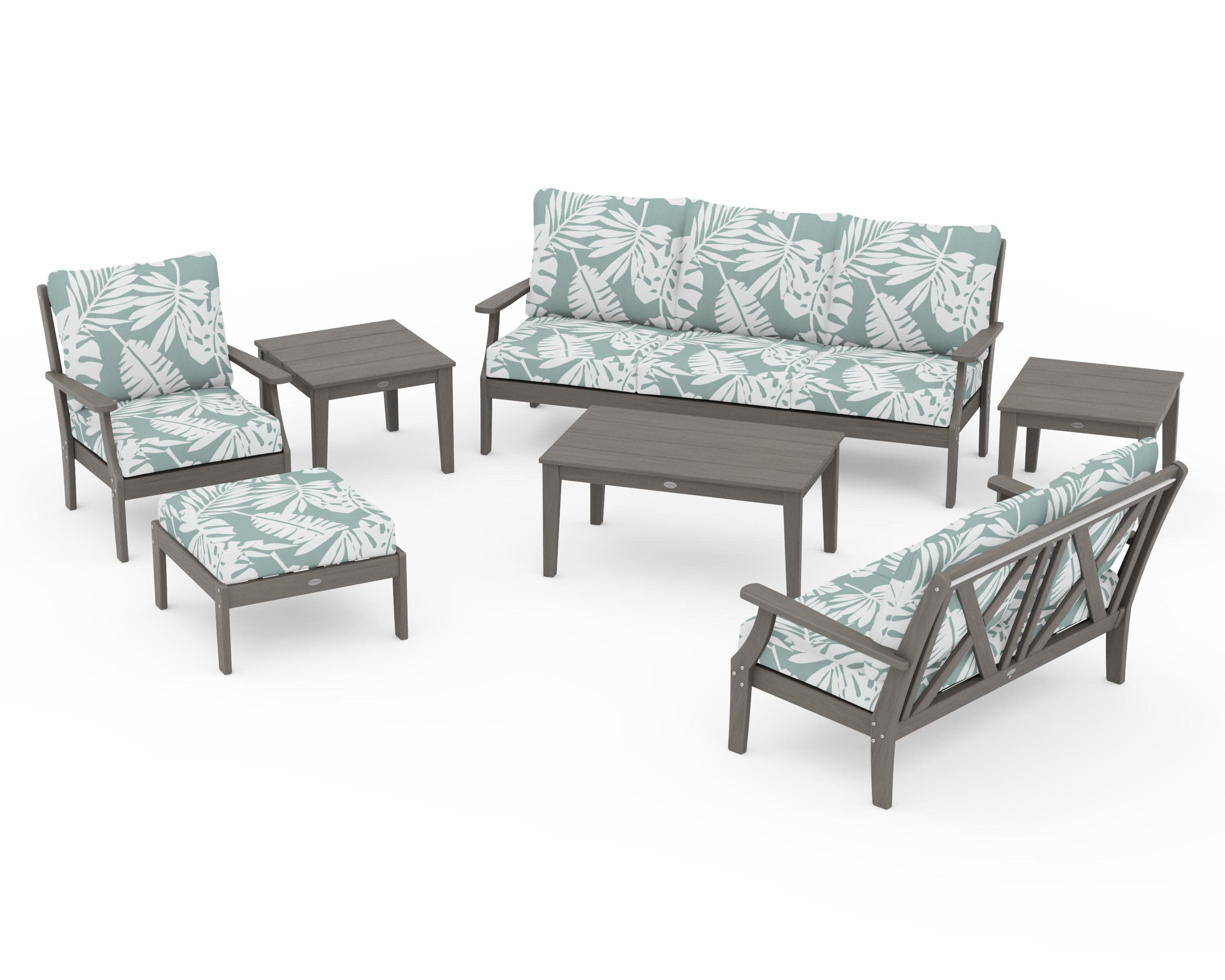 Braxton 7-Piece Deep Seating Set in Driftwood / Leaf Glacier Spa