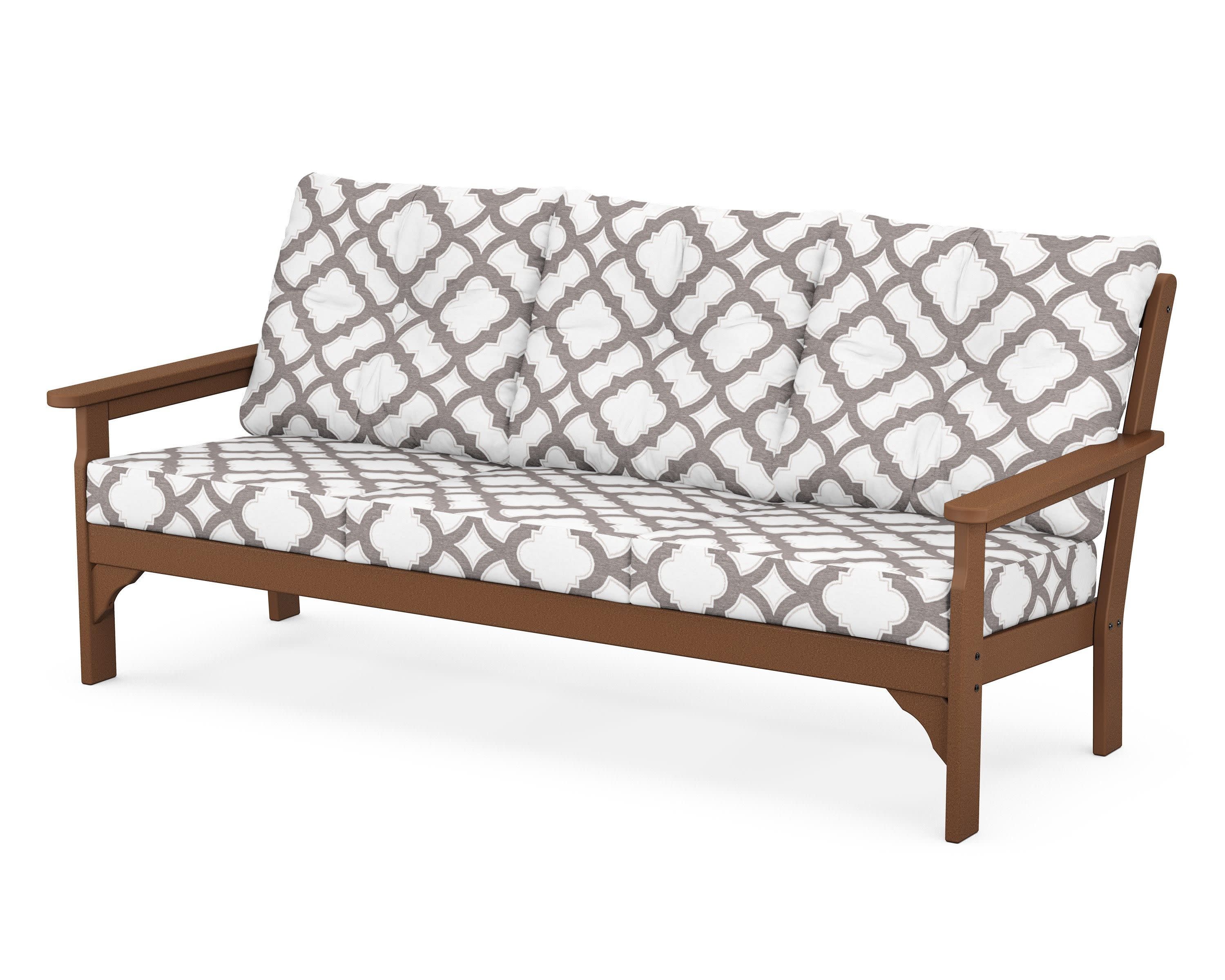 Vineyard Deep Seating Sofa in Teak / Trellis Grey Mist