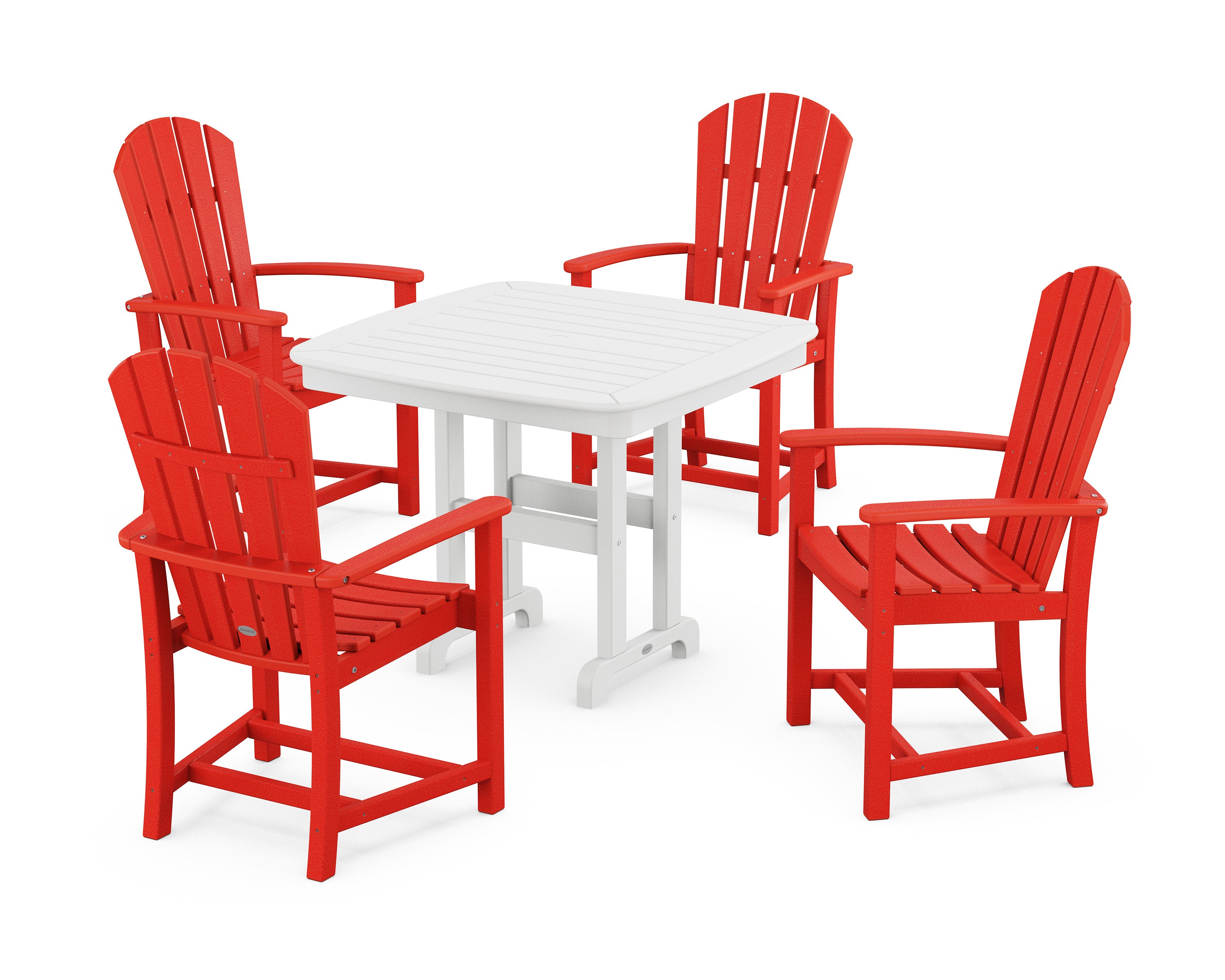 Palm Coast 5-Piece Dining Set in Sunset Red / White