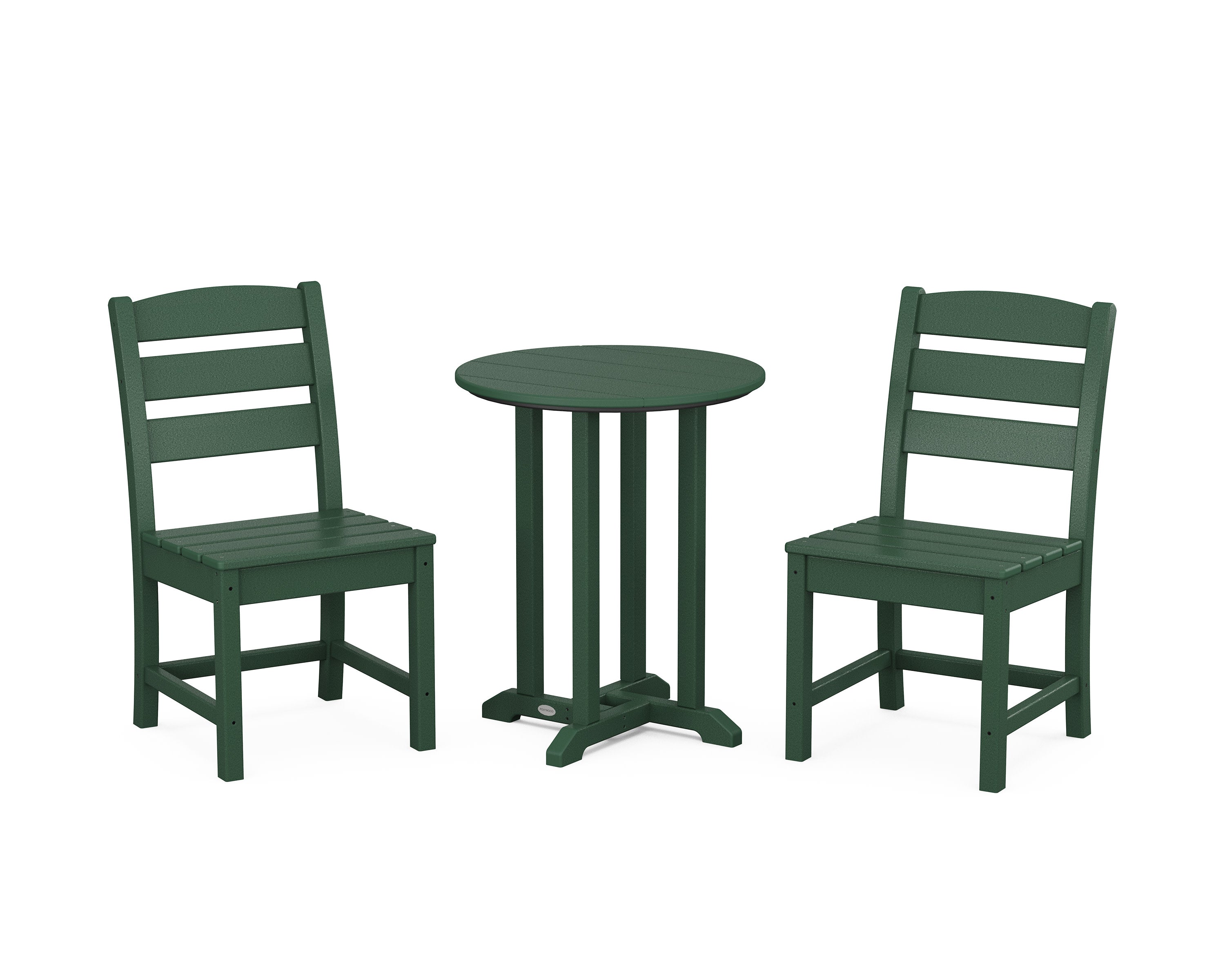 Lakeside Side Chair 3-Piece Round Bistro Dining Set in Green