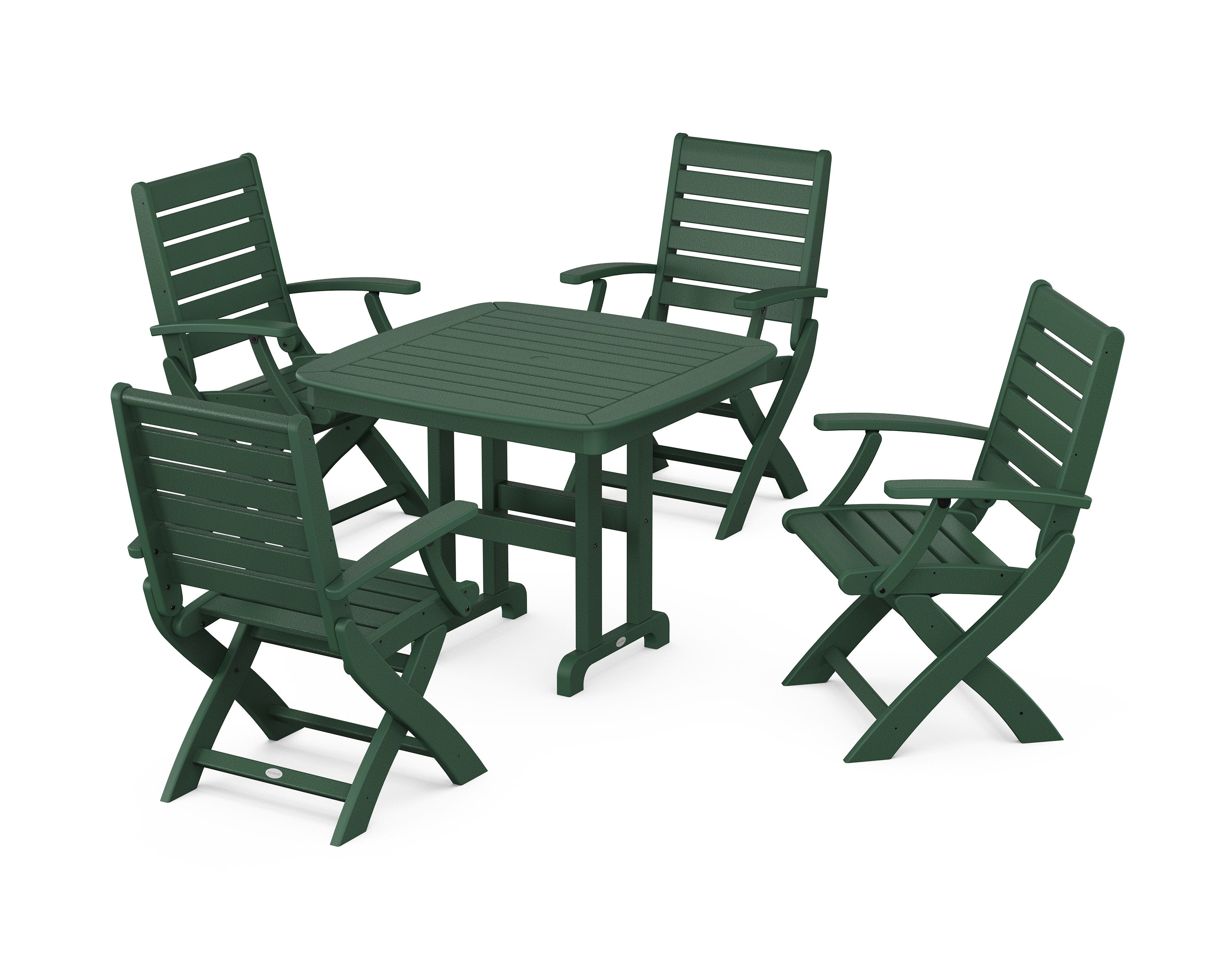 Signature Folding Chair 5-Piece Dining Set in Green