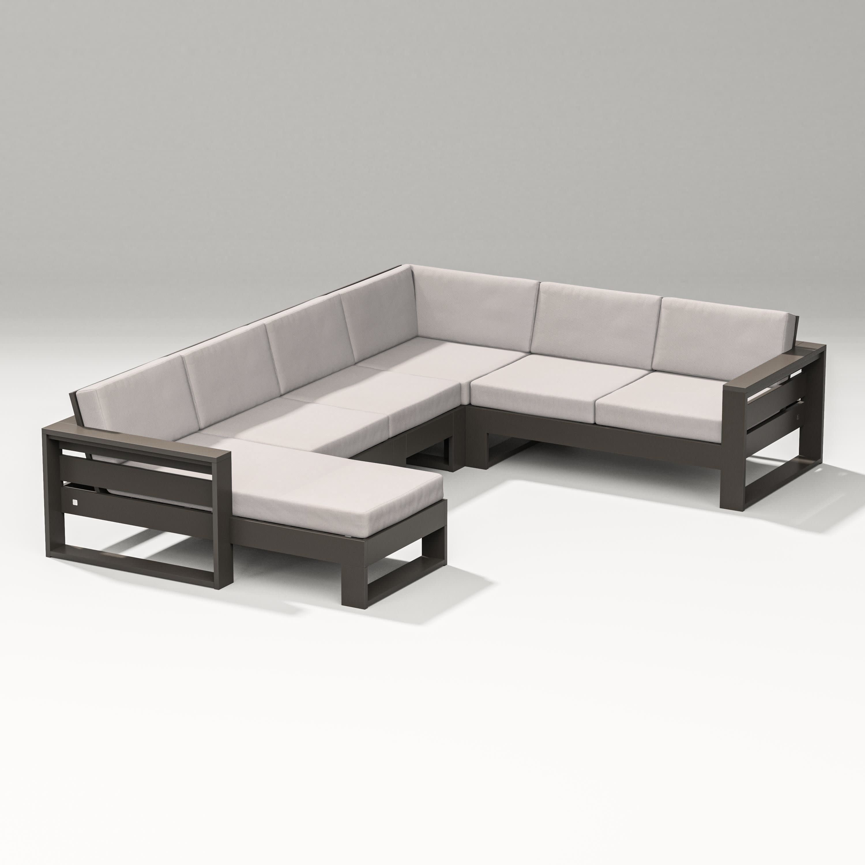 Latitude Corner Sectional with Left Chaise in Vintage Coffee / Dune Burlap