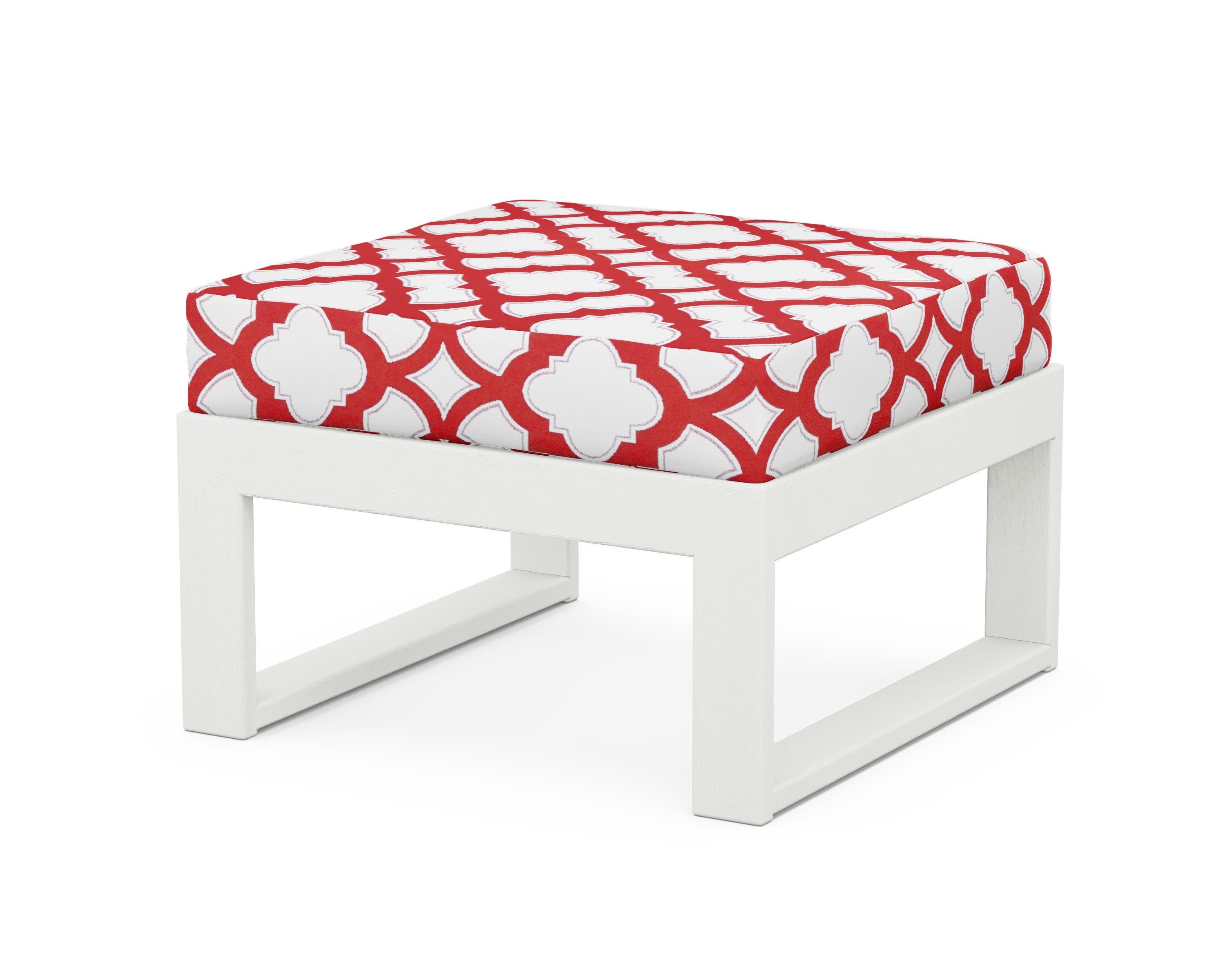 Modular Ottoman - Modern in Vintage White / Trellis Crimson