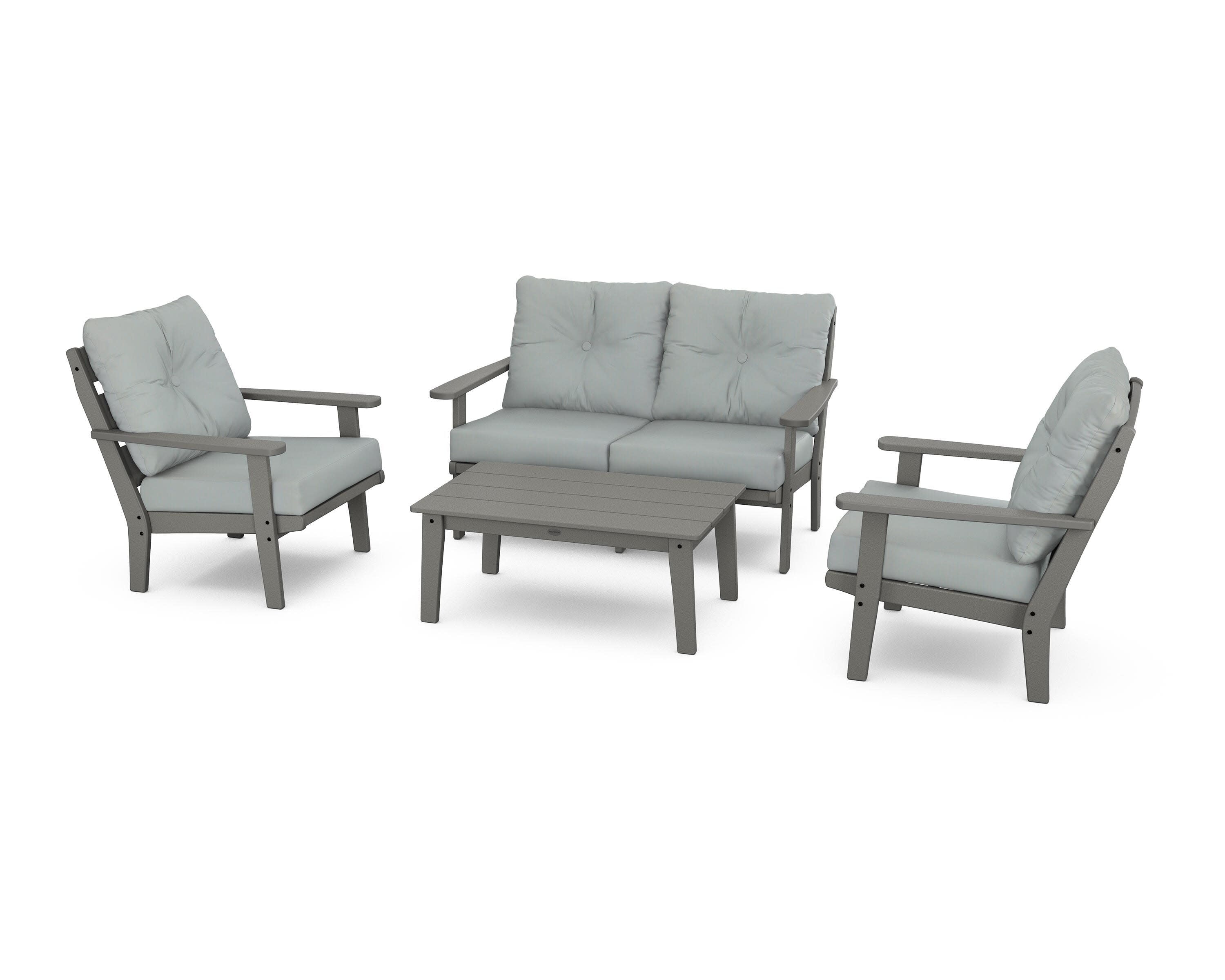 Lakeside 4-Piece Deep Seating Set in Slate Grey / Spa