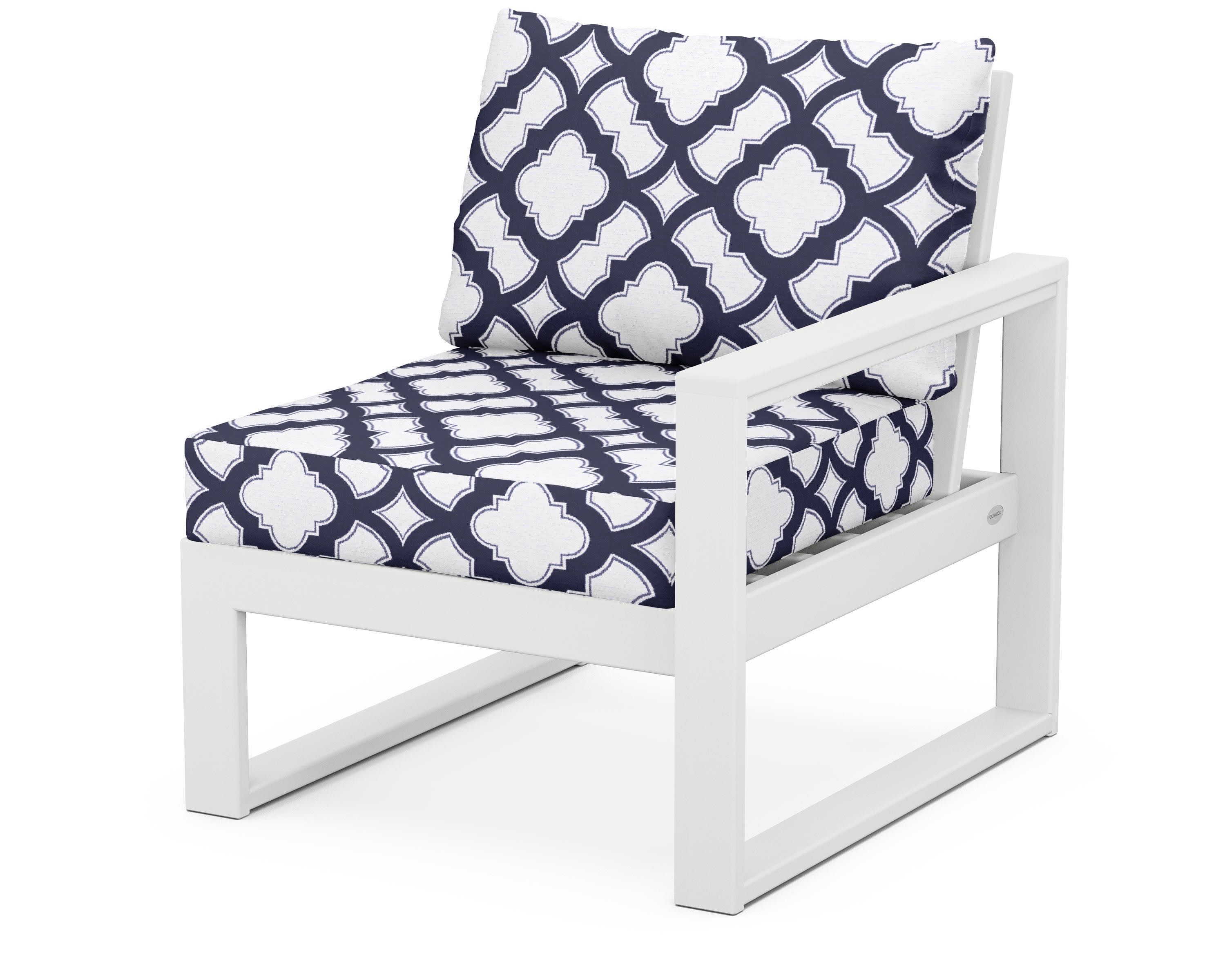EDGE Modular Right Arm Chair in White / Trellis Navy