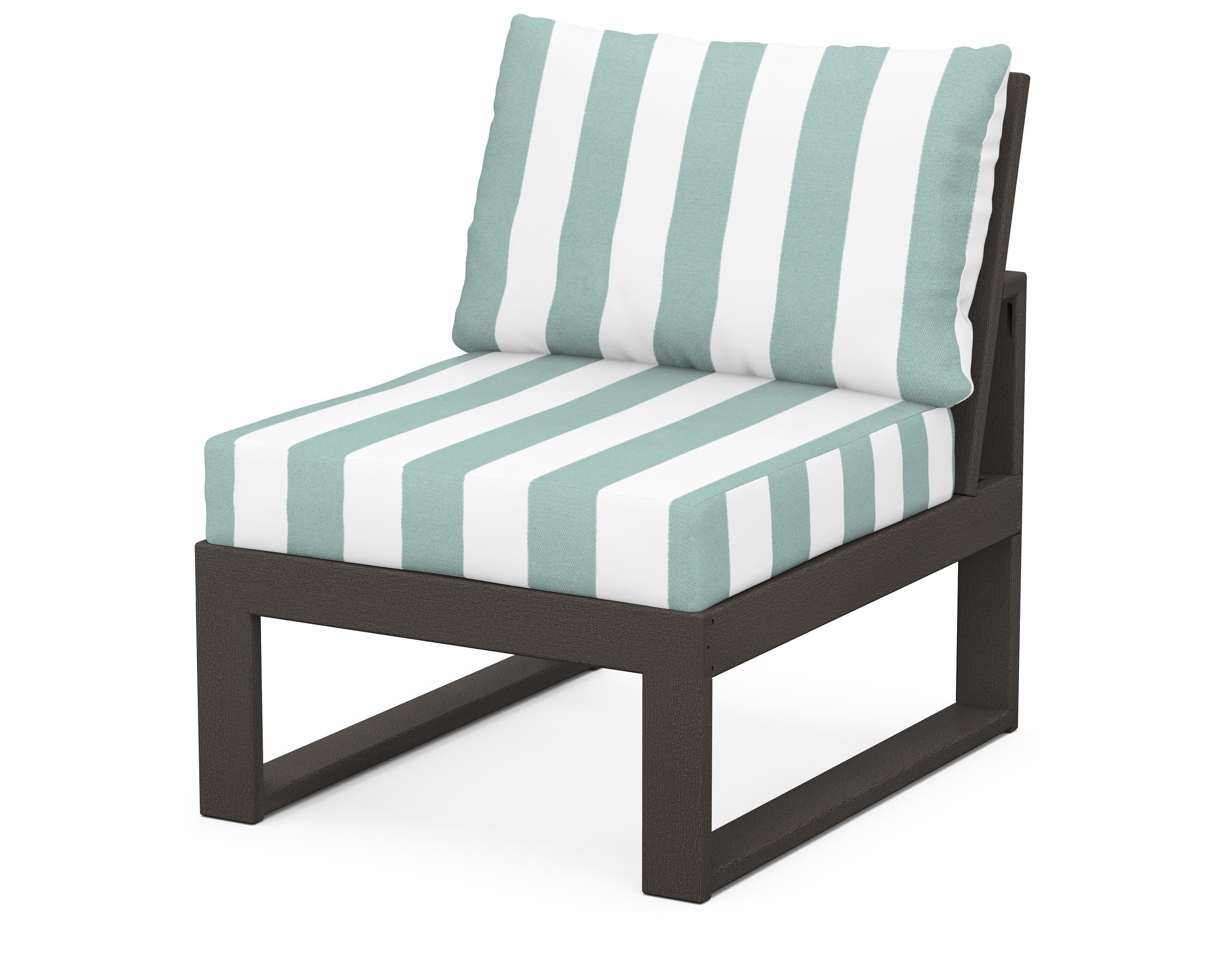 Modular Armless Chair in Vintage Coffee / Cabana Stripe Glacier Spa