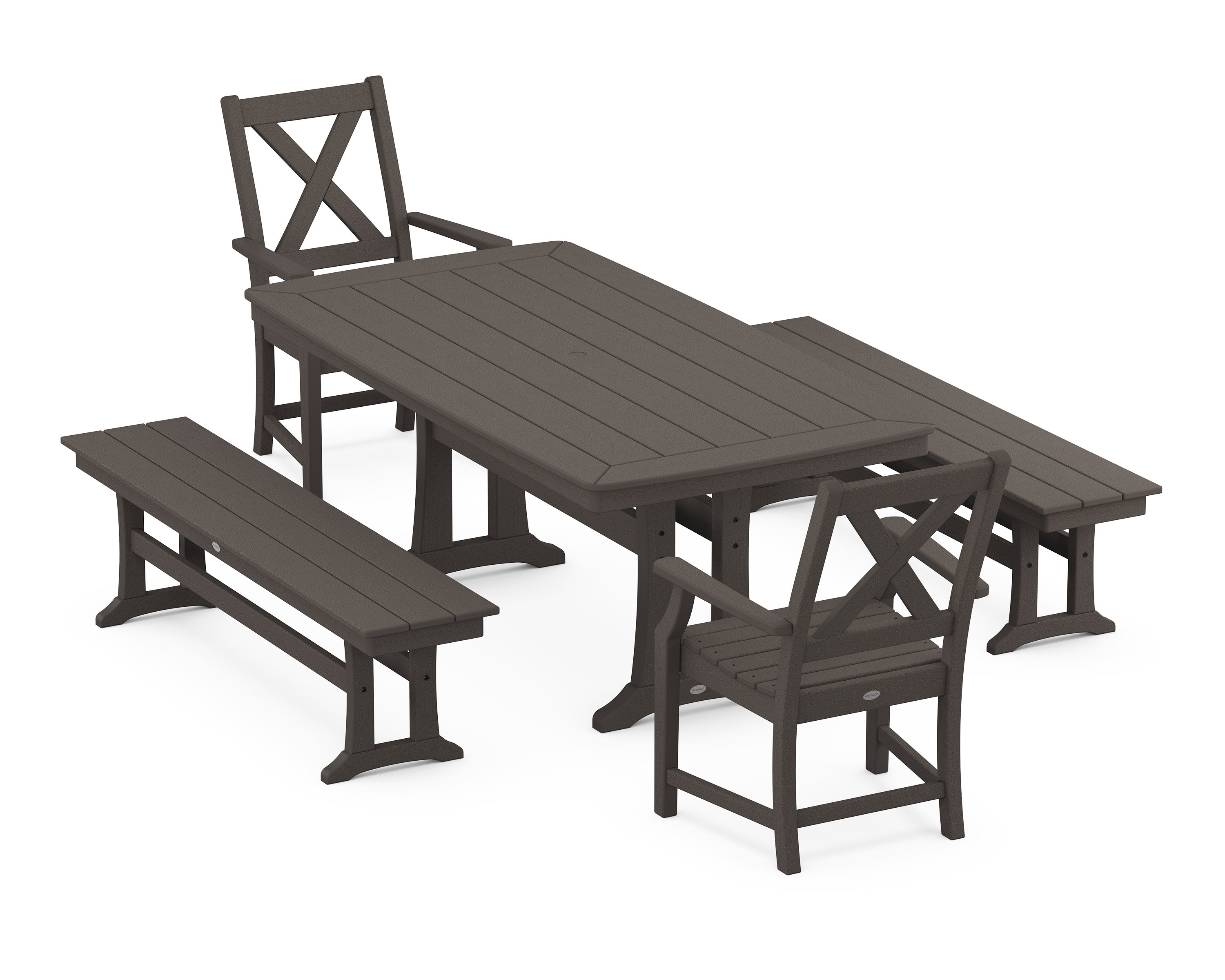 Braxton 5-Piece Dining Set with Trestle Legs in Vintage Coffee