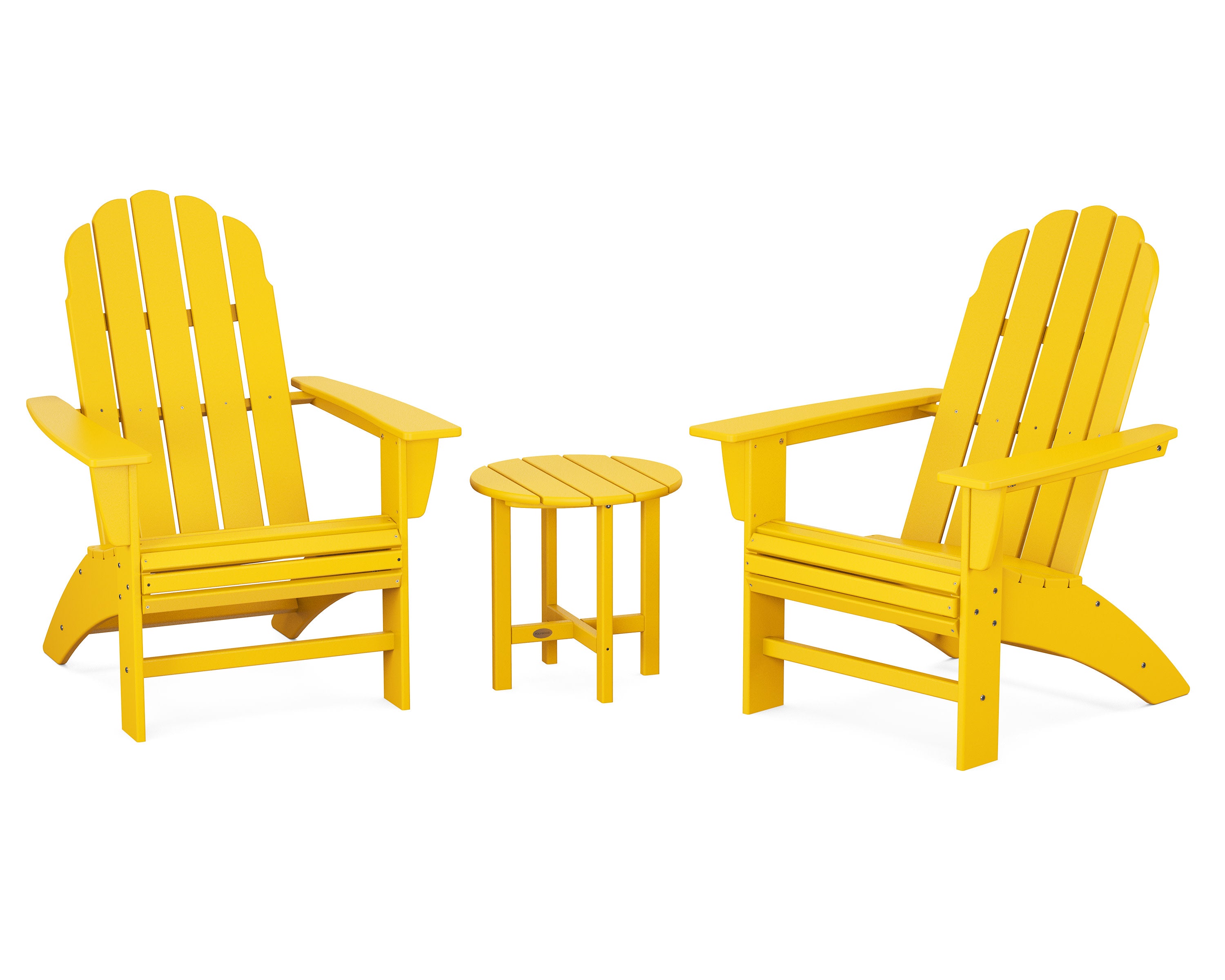 Vineyard 3-Piece Curveback Adirondack Set in Lemon