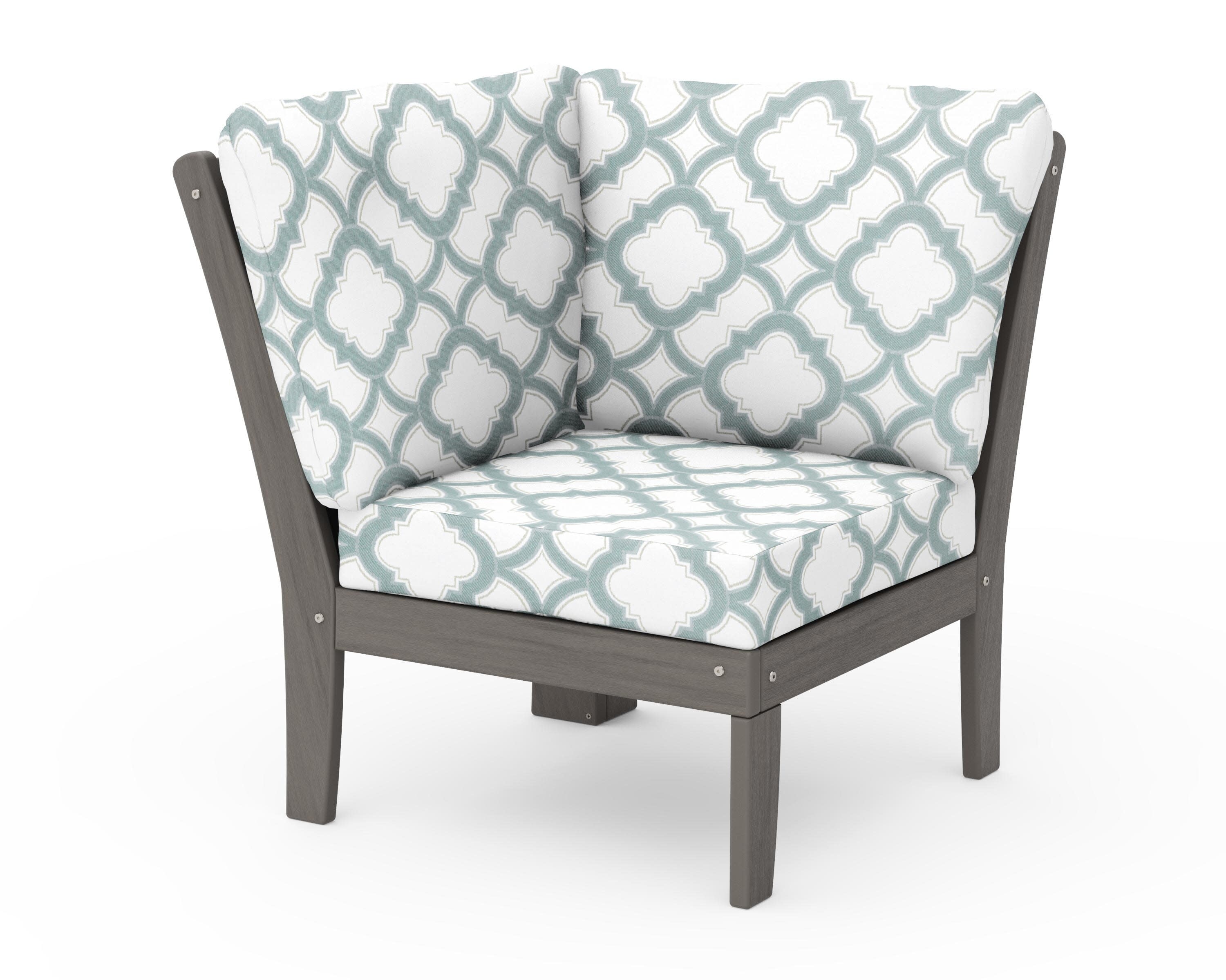 Braxton Modular Corner Chair in Driftwood / Trellis Glacier Spa