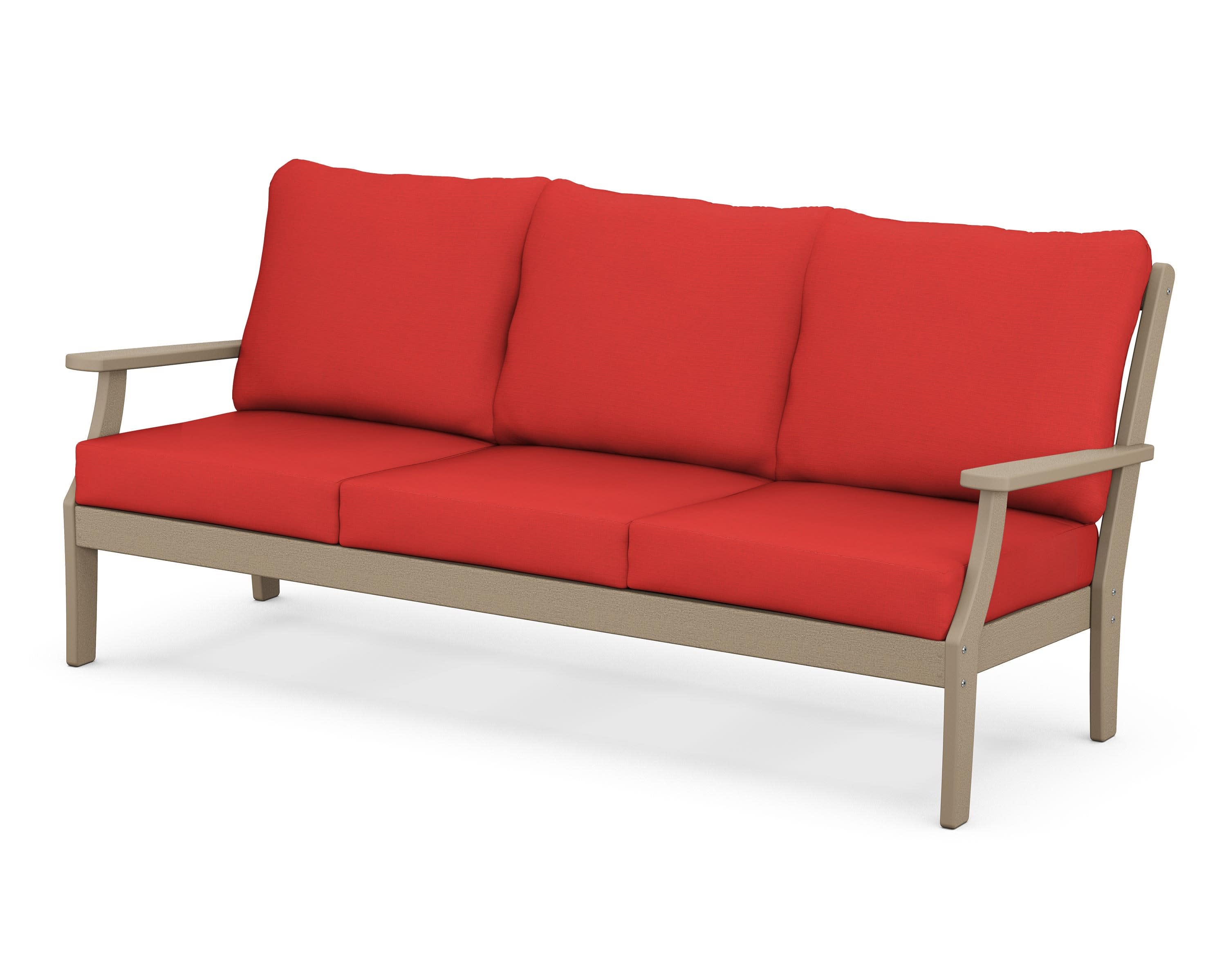 Braxton Deep Seating Sofa in Vintage Sahara / Crimson Linen