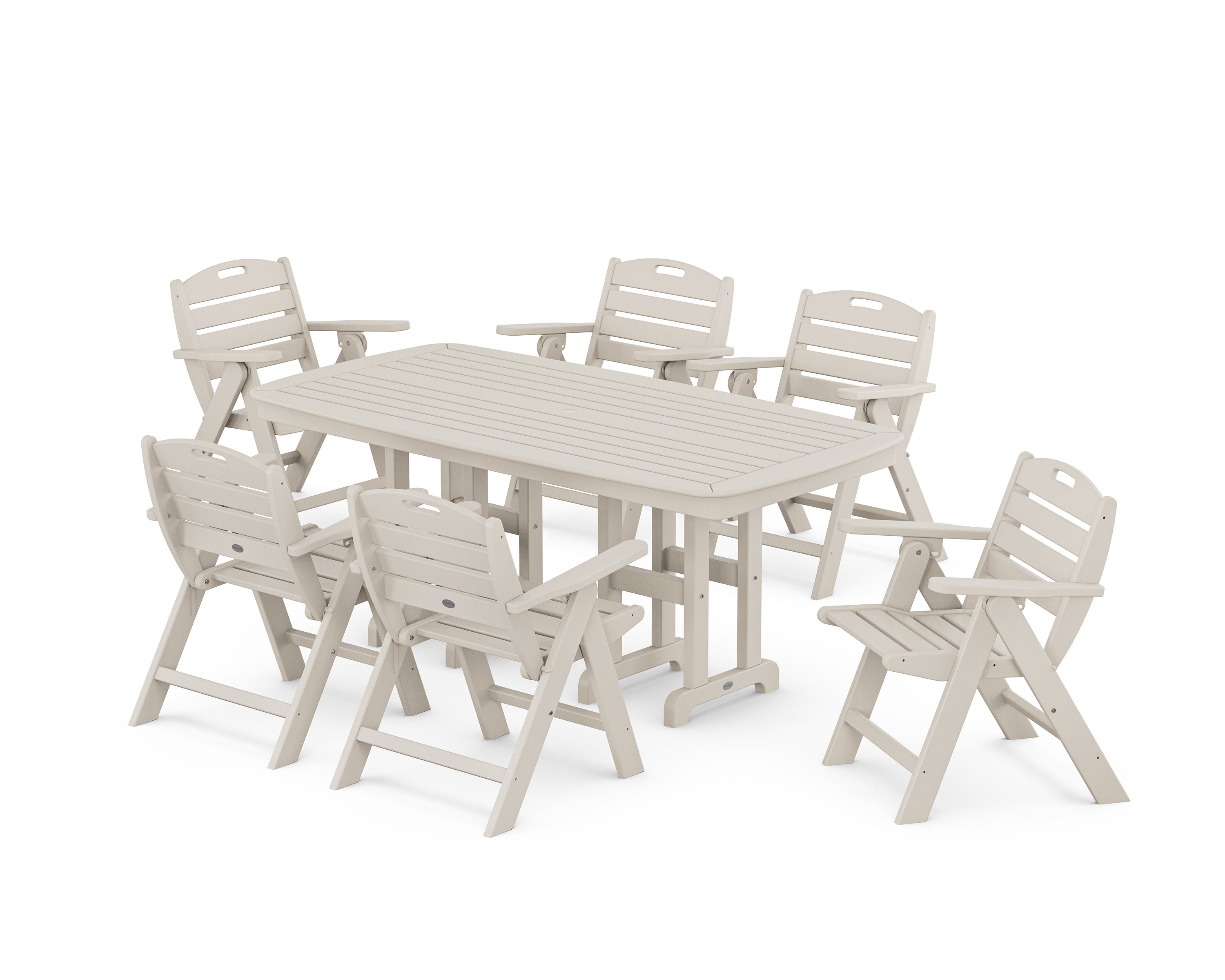 Nautical Lowback 7-Piece Dining Set in Sand