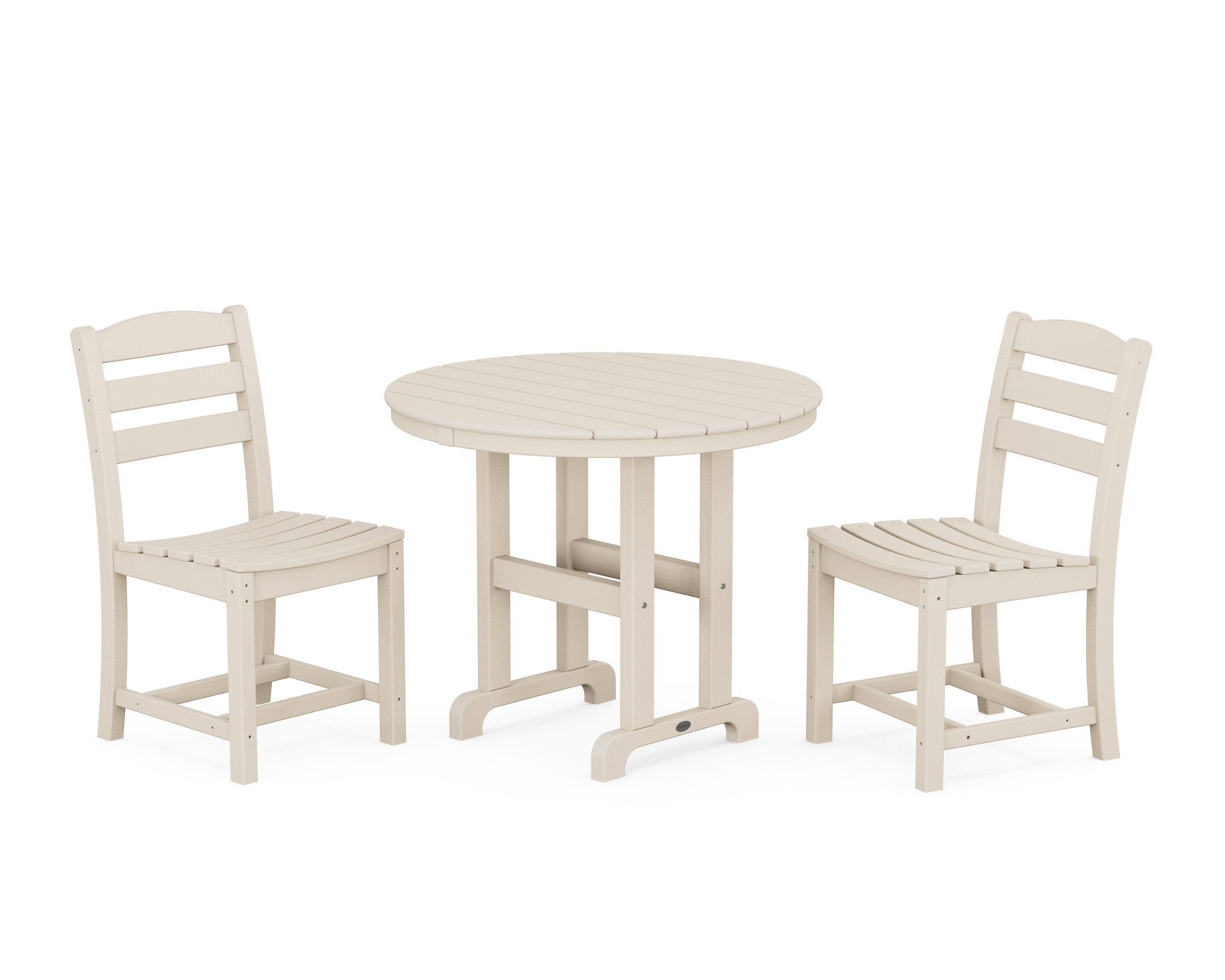 La Casa Caf Side Chair 3-Piece Round Dining Set in Sand