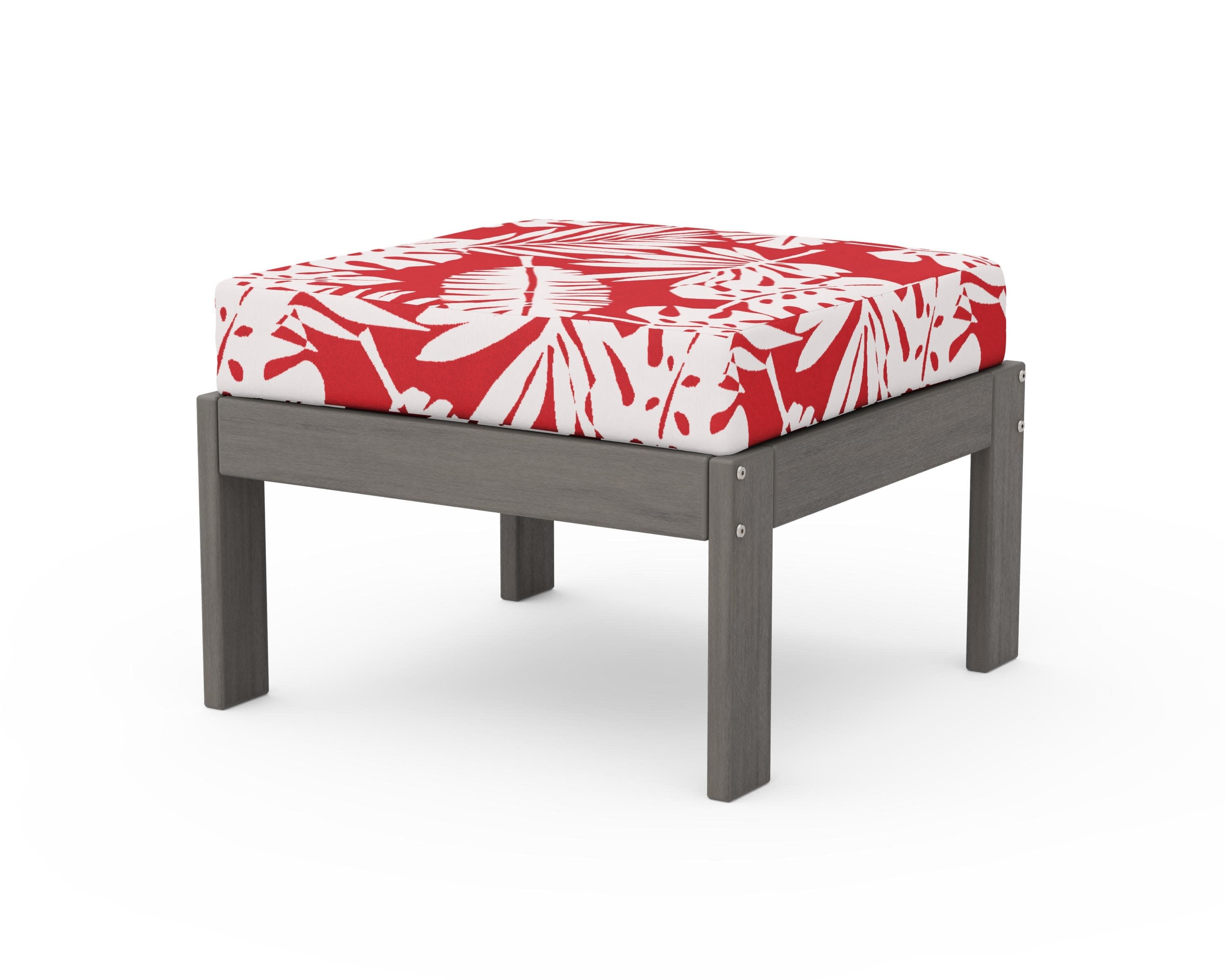 Vineyard Modular Ottoman in Driftwood / Leaf Crimson