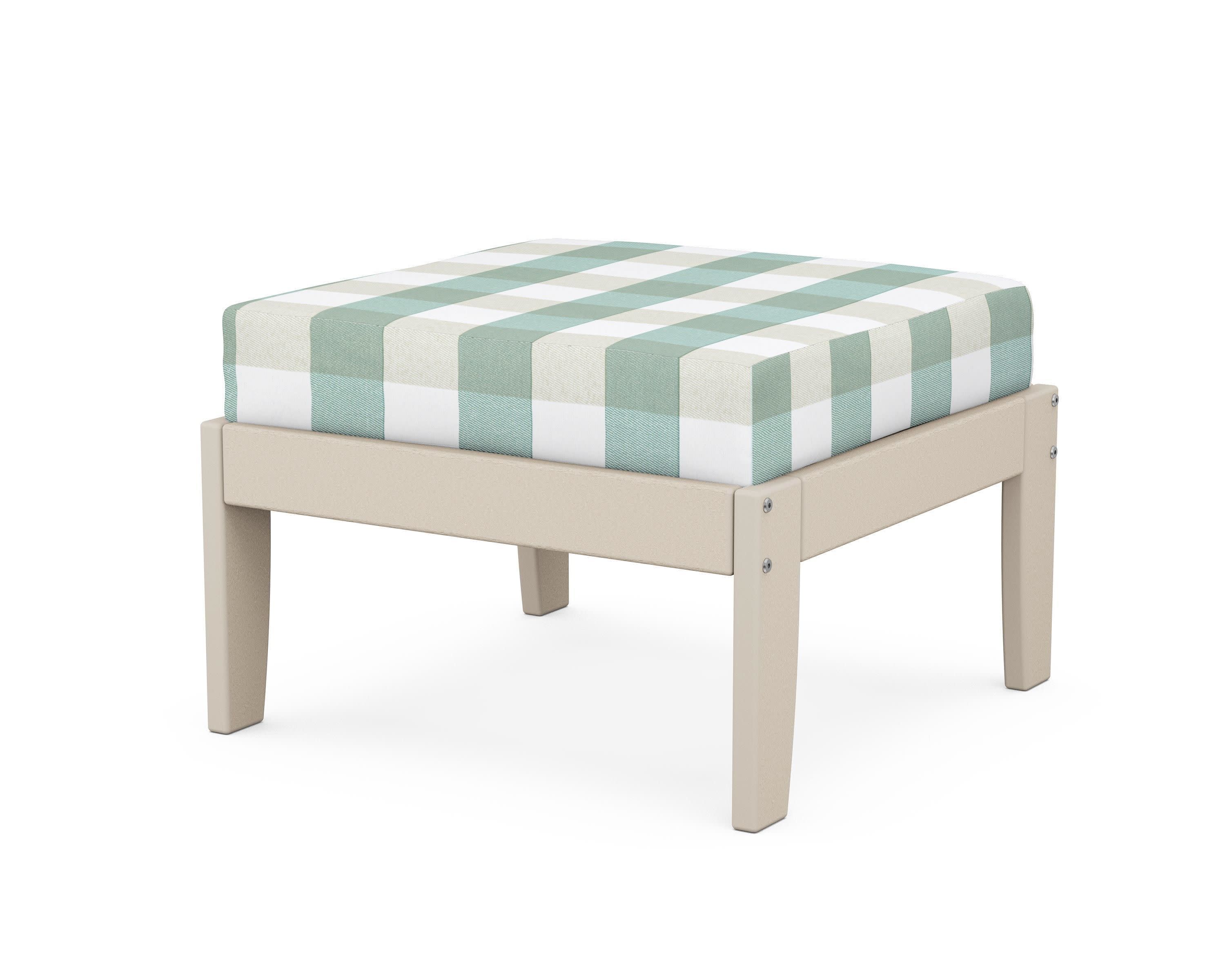 Modular Ottoman - Classic in Sand / Buffalo Plaid Glacier Spa