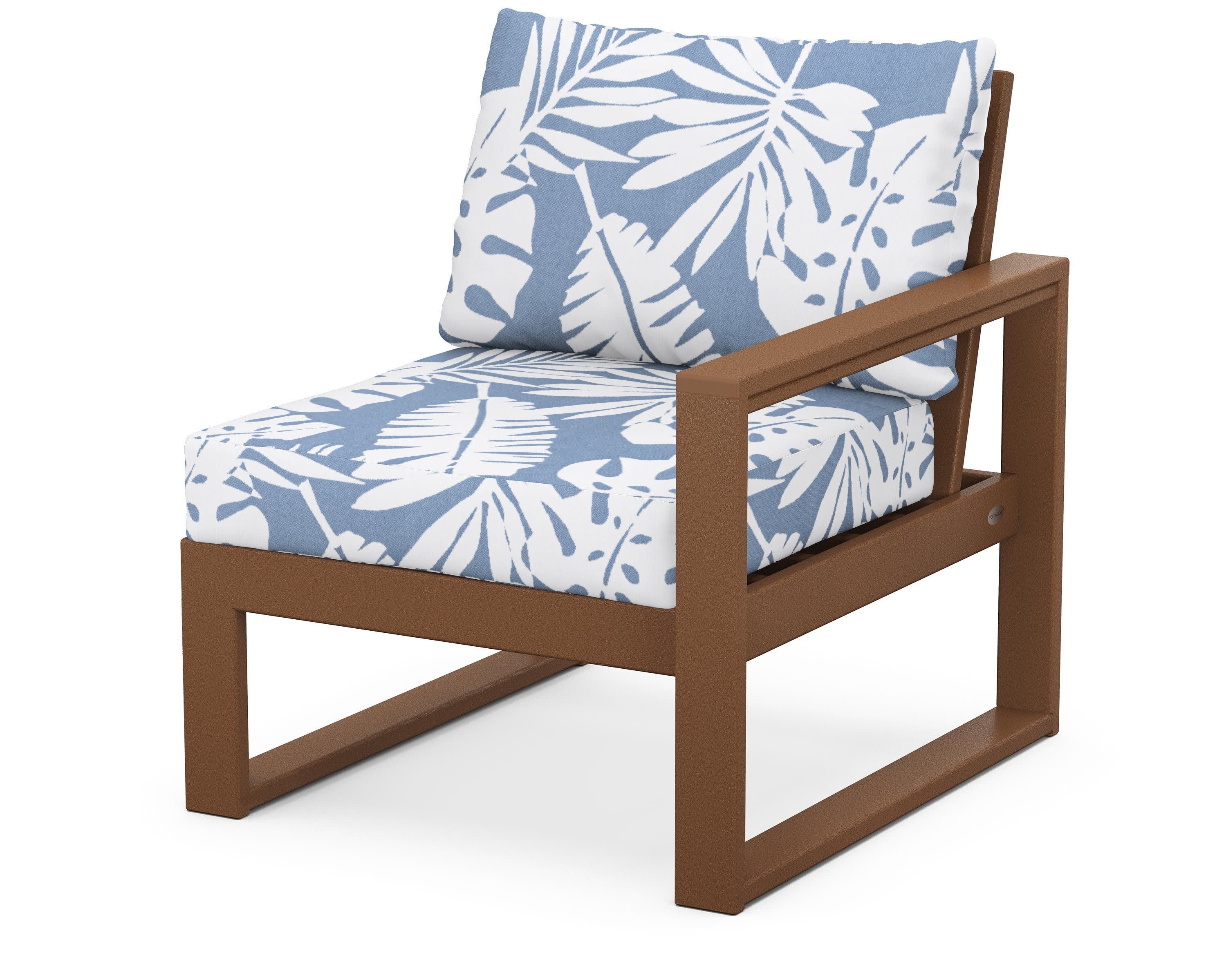 EDGE Modular Right Arm Chair in Teak / Leaf Sky Blue