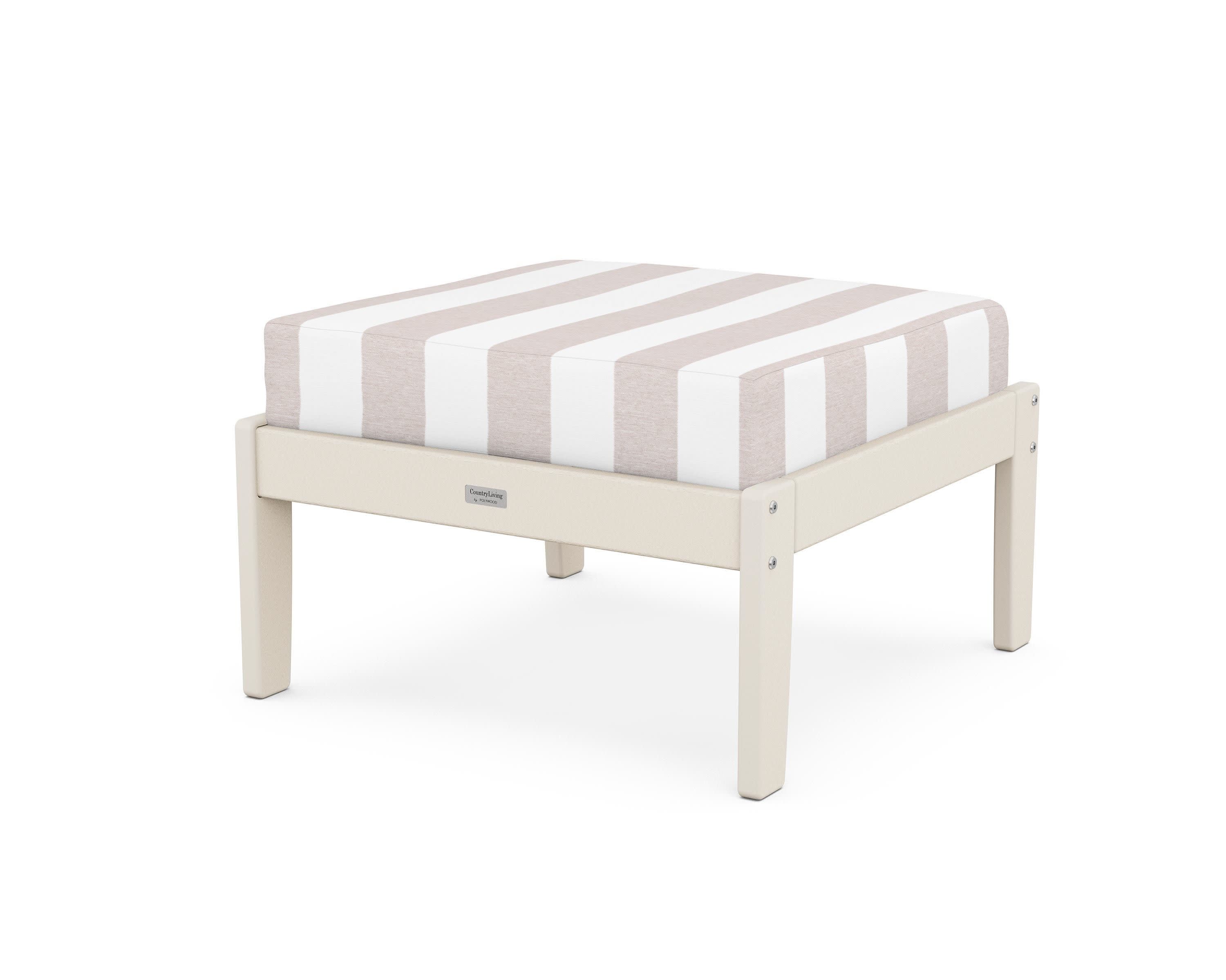 Cottage Deep Seating Ottoman in Sand / Cabana Stripe Dune Burlap