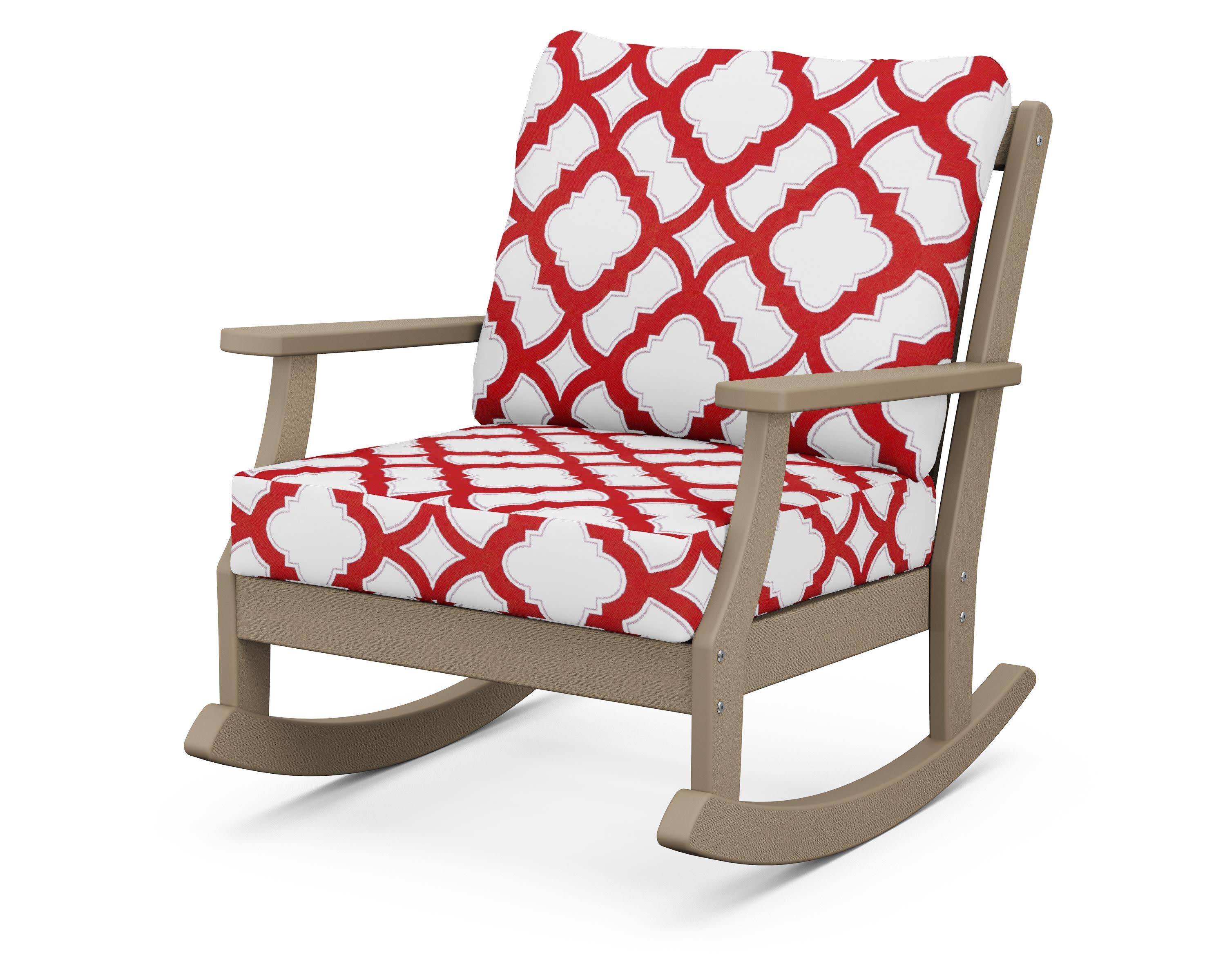 Braxton Deep Seating Rocking Chair in Vintage Sahara / Trellis Crimson