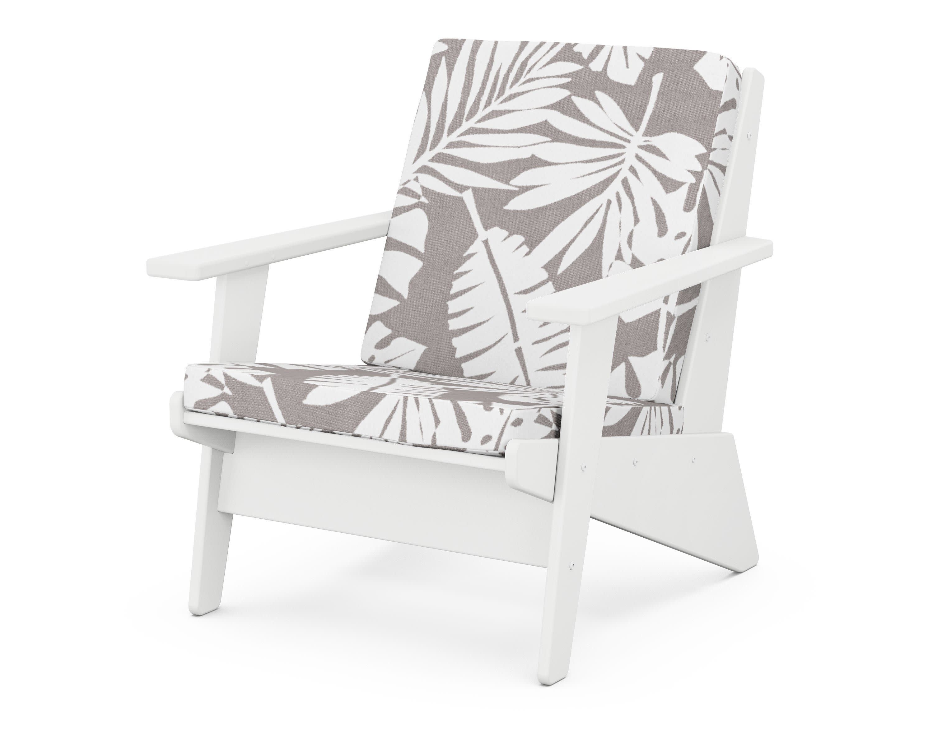 Riviera Modern Lounge Chair in White / Leaf Grey Mist