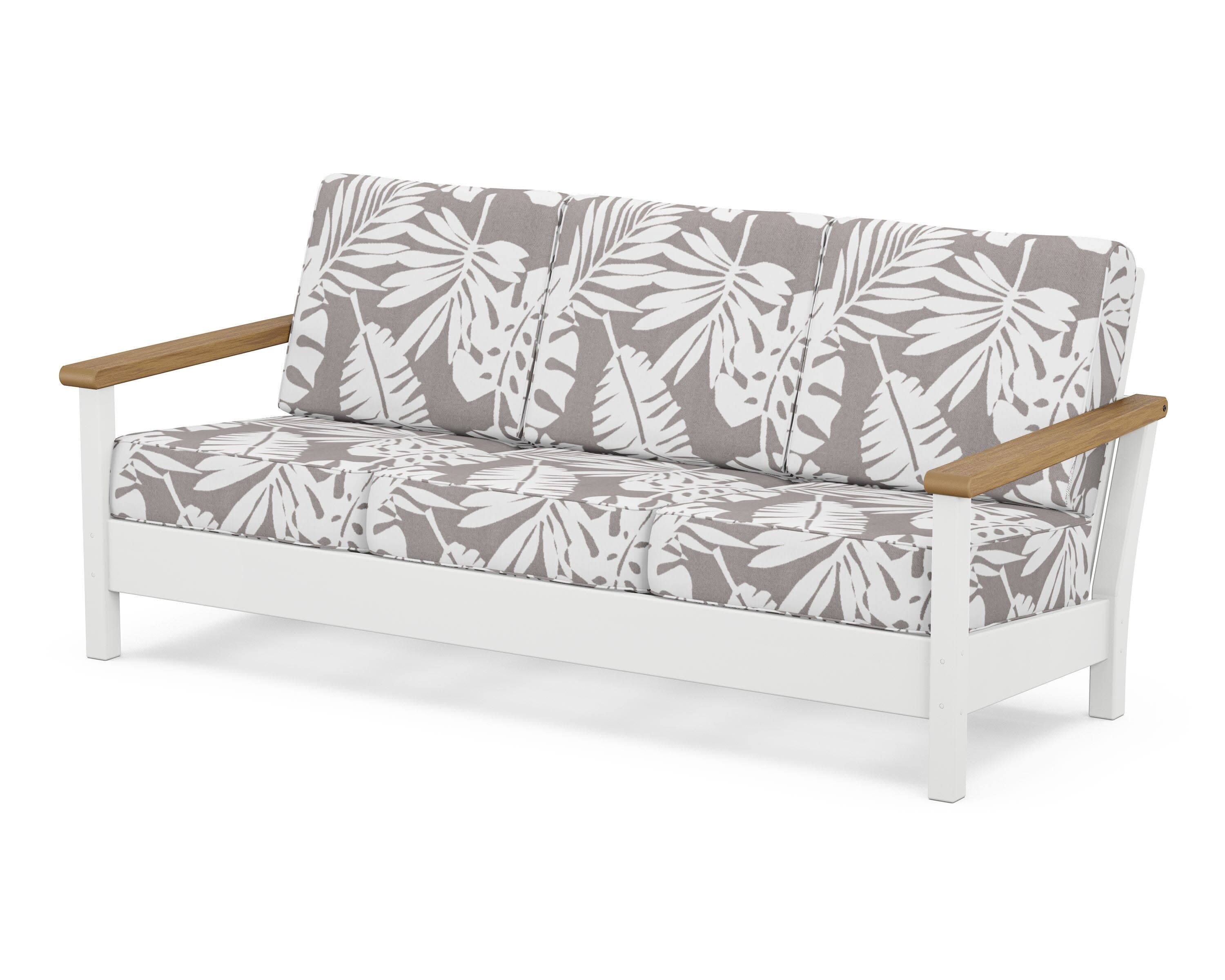 Harbour Deep Seating Sofa in White / Natural / Leaf Grey Mist