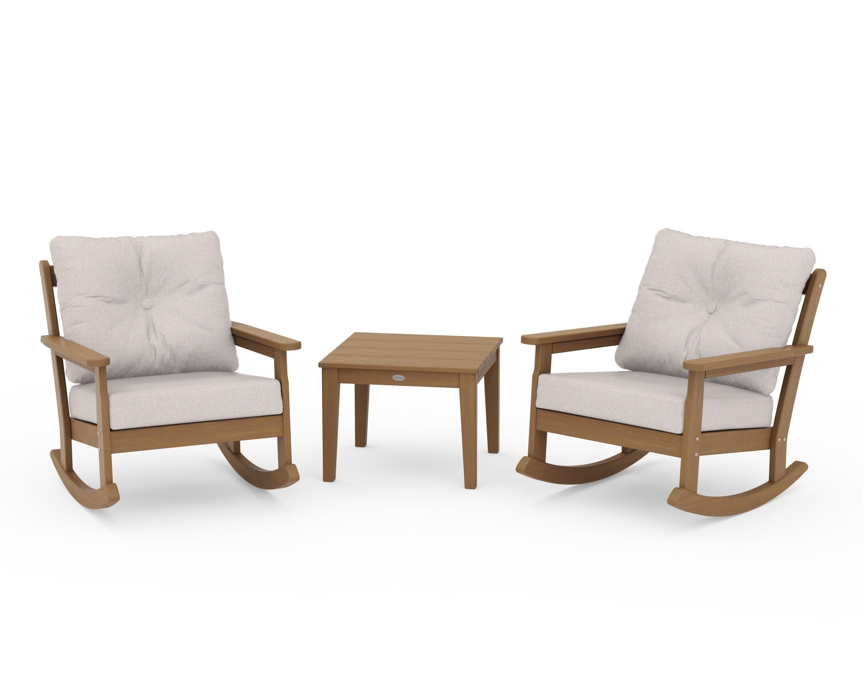 Vineyard 3-Piece Deep Seating Rocker Set in Natural / Dune Burlap