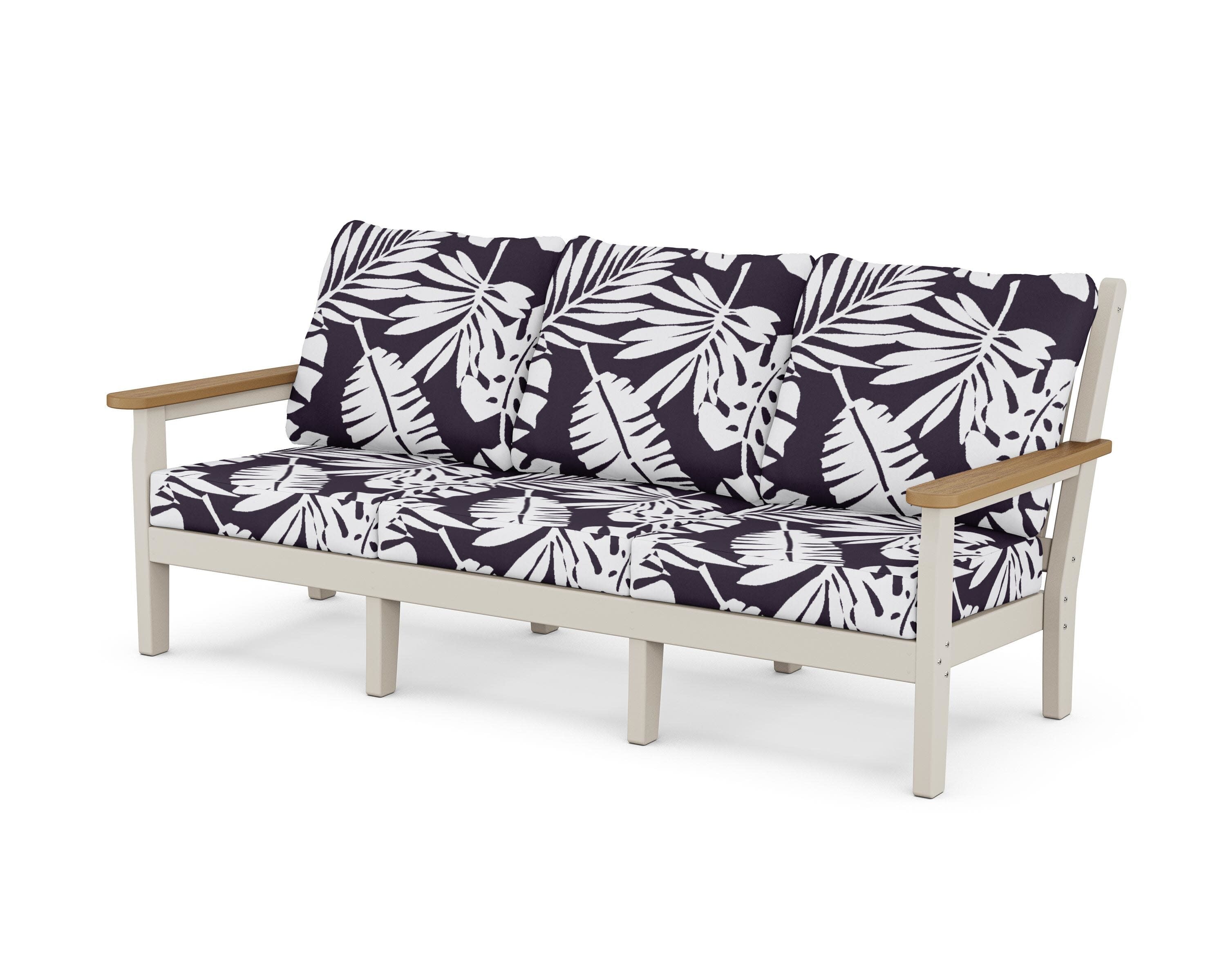 Chippendale Deep Seating Sofa in Sand / Natural / Leaf Navy