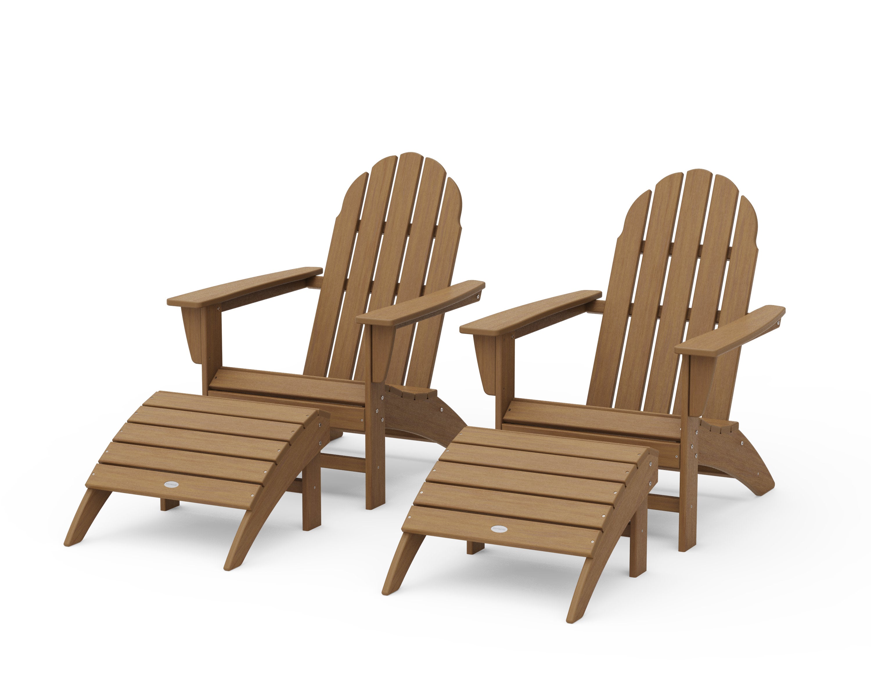 Vineyard Adirondack Chair 4-Piece Set with Ottomans in Natural