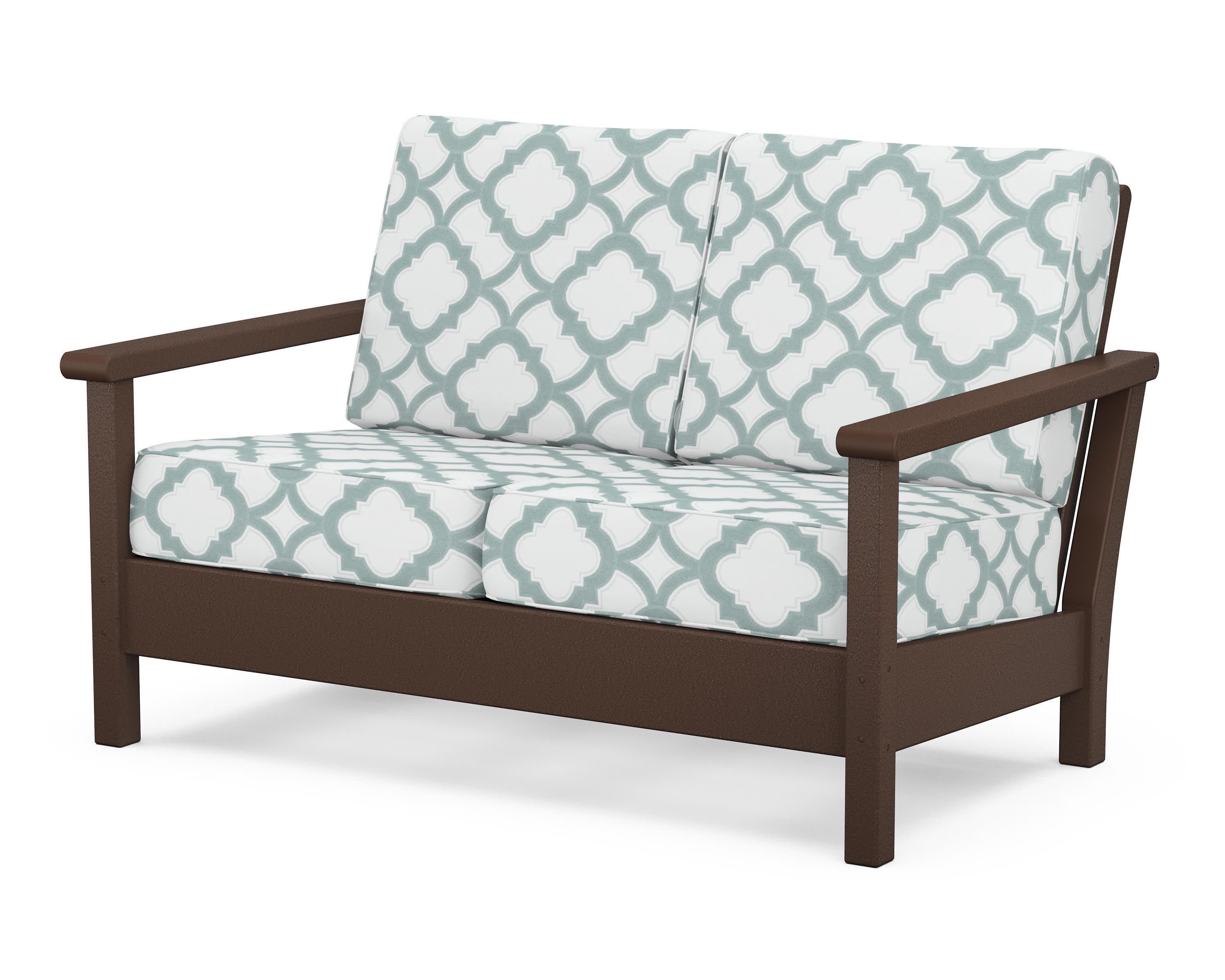 Harbour Deep Seating Loveseat in Mahogany / Trellis Glacier Spa