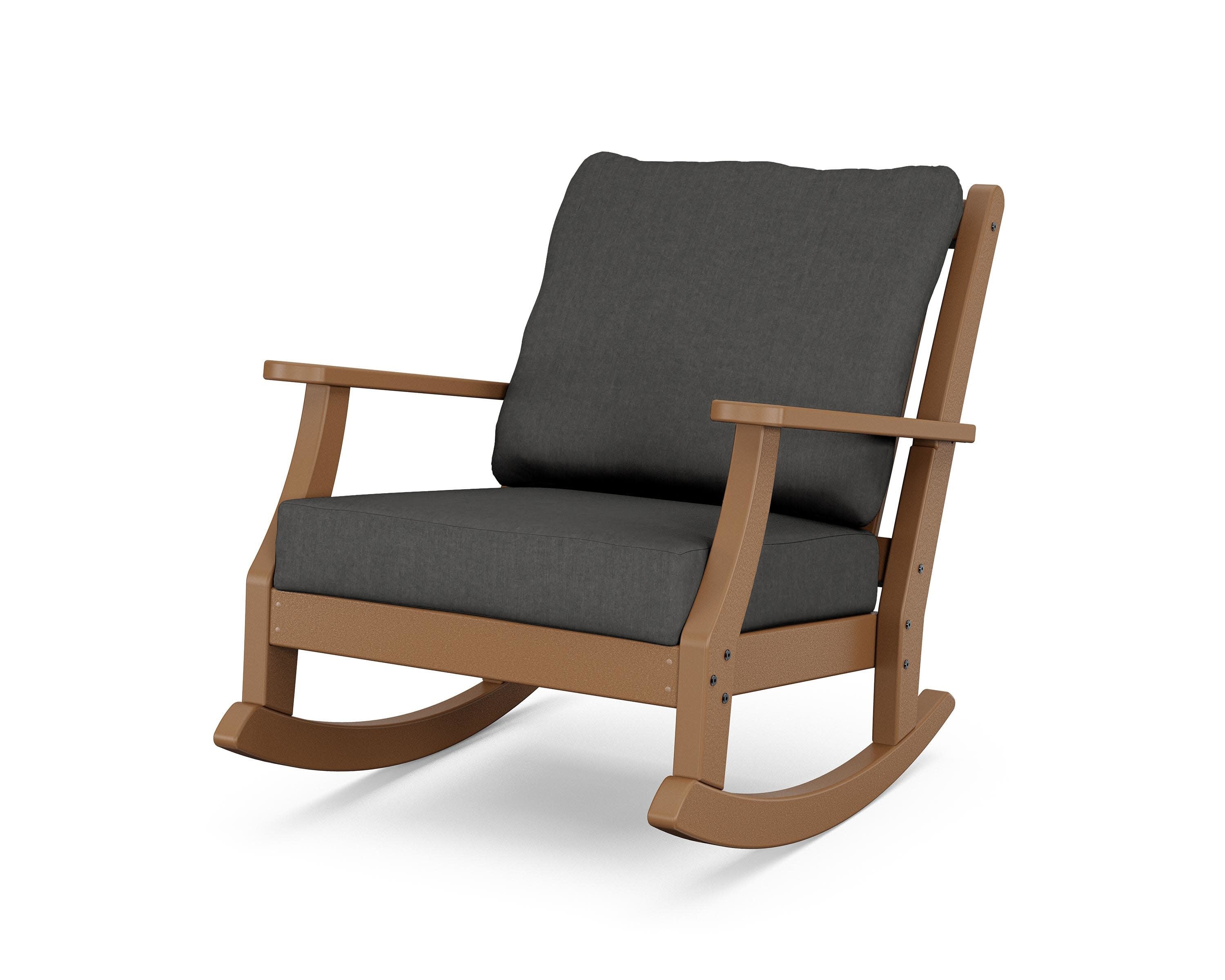 Wovendale Deep Seating Rocking Chair in Teak / Spectrum Carbon