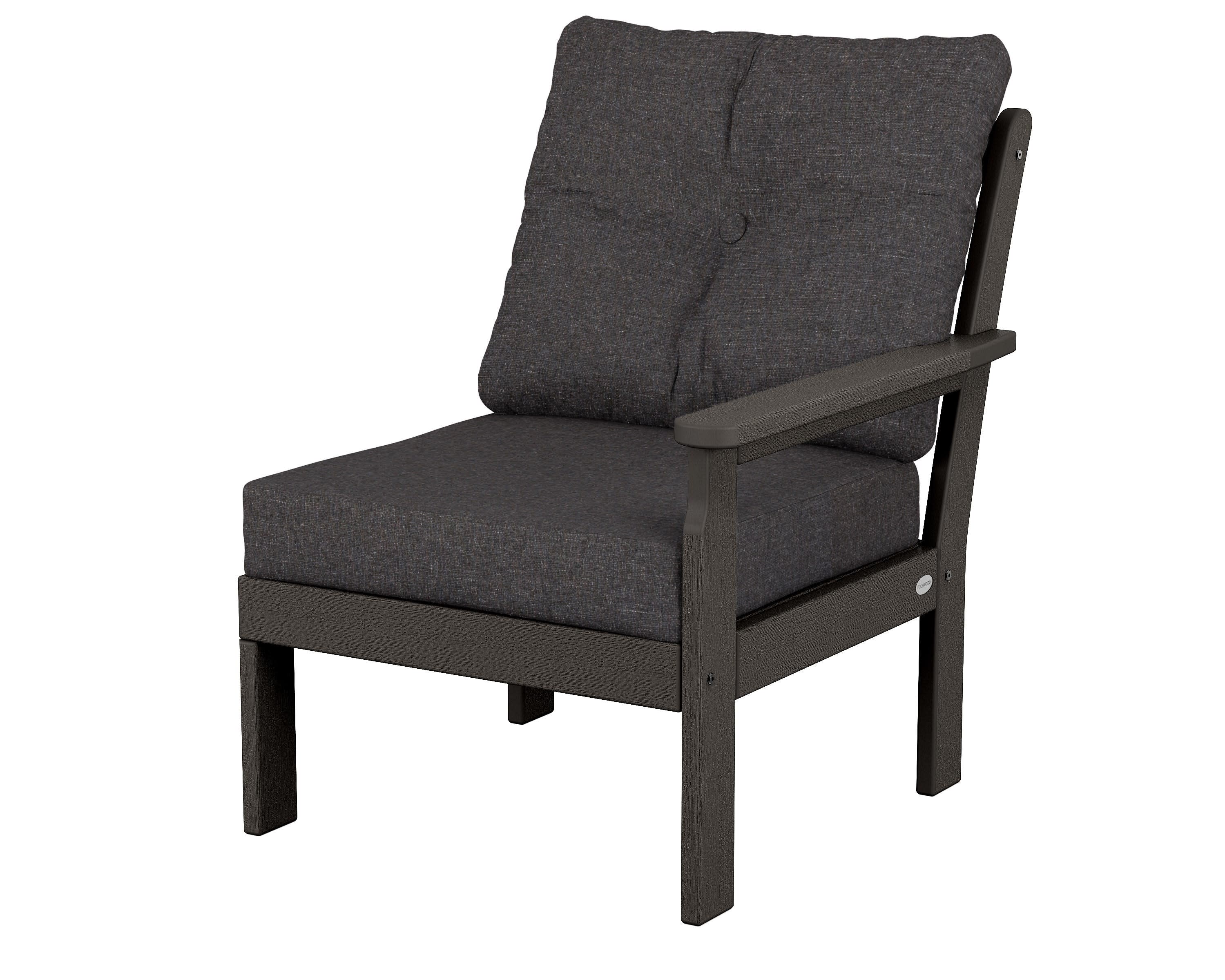 Vineyard Modular Right Arm Chair in Vintage Coffee / Ash Charcoal