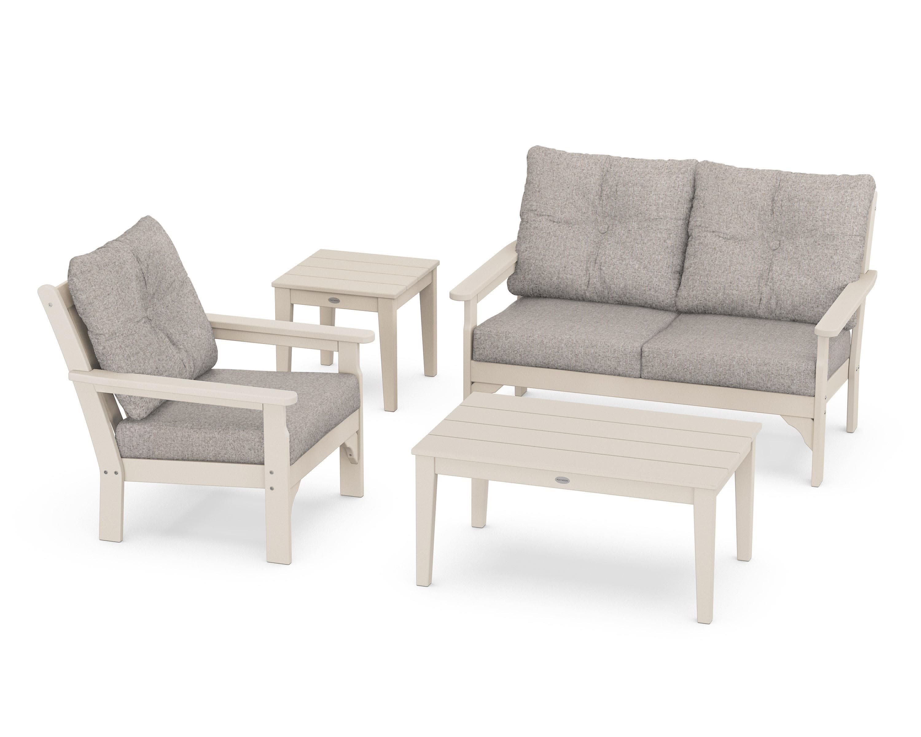 Vineyard 4-Piece Deep Seating Set in Sand / Weathered Tweed