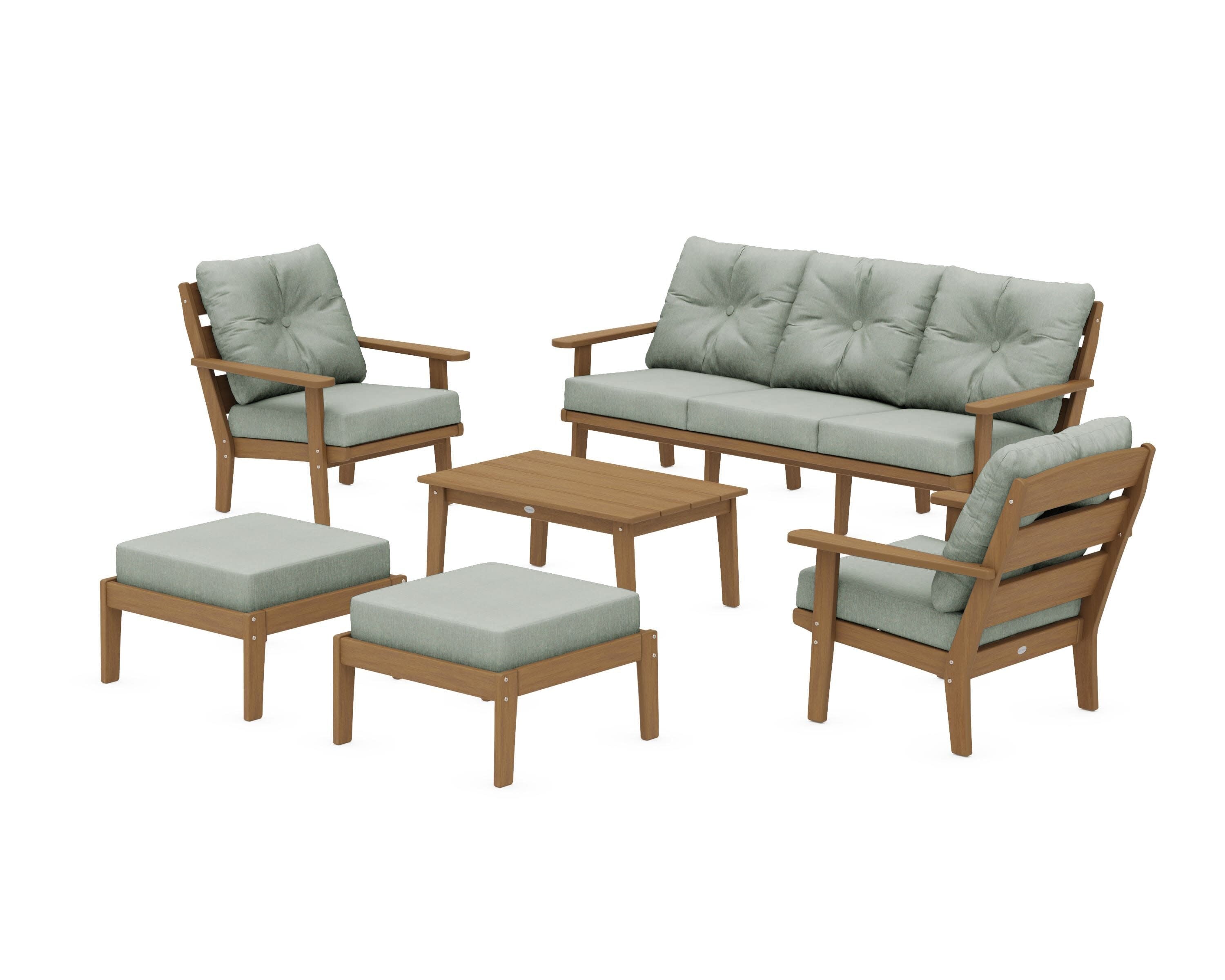 Lakeside 6-Piece Lounge Sofa Set in Natural / Cast Sage