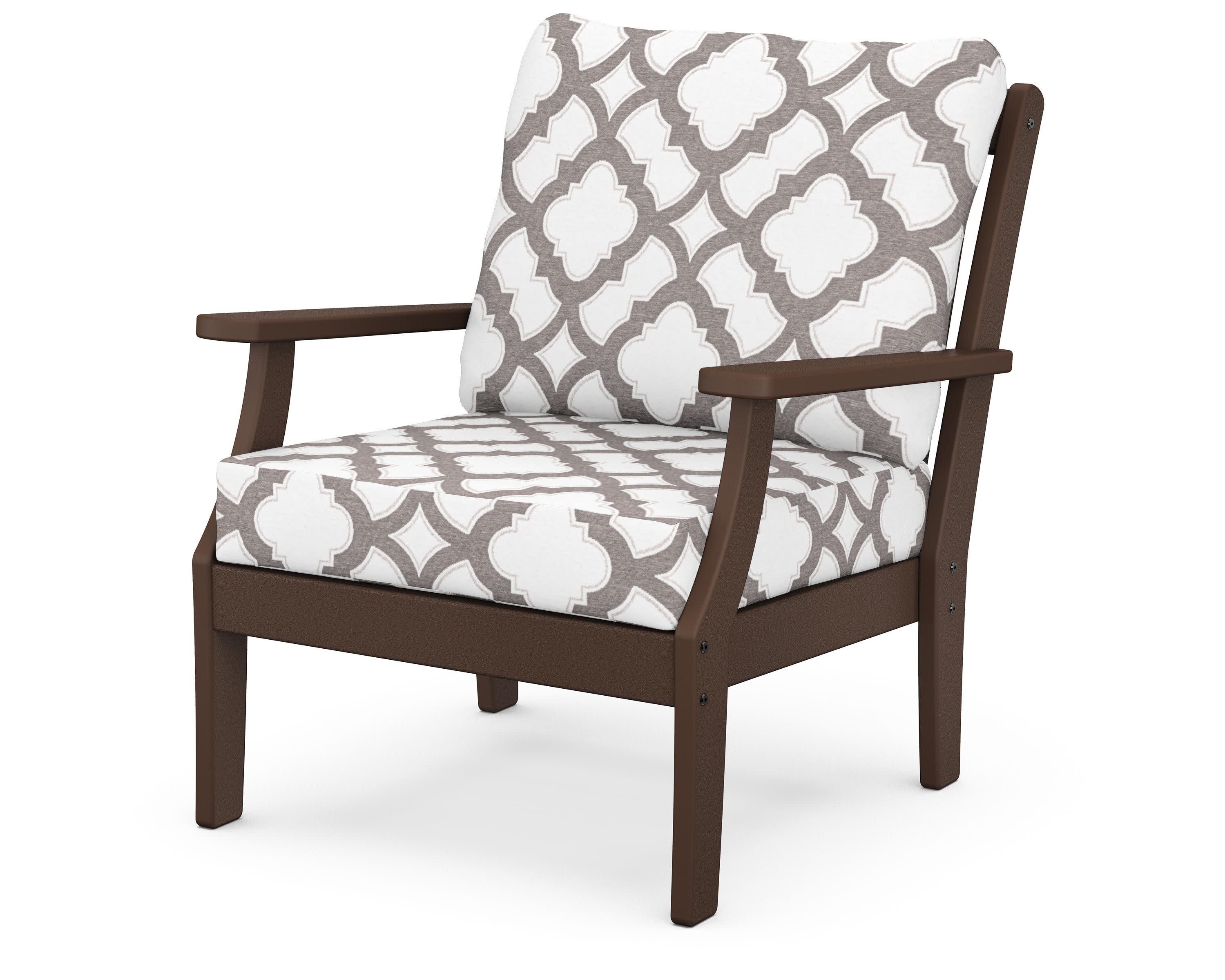 Braxton Deep Seating Chair in Mahogany / Trellis Grey Mist