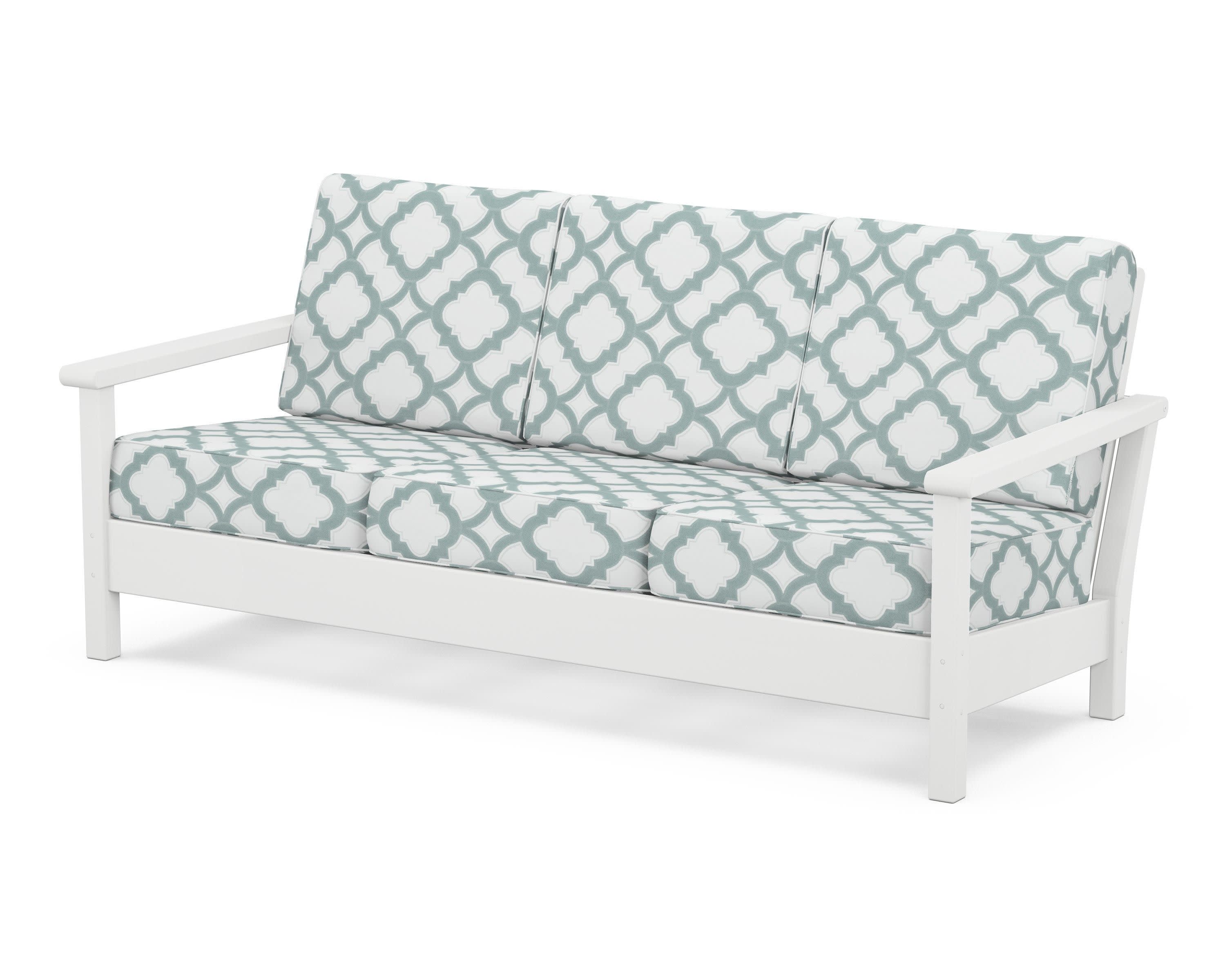 Harbour Deep Seating Sofa in White / Trellis Glacier Spa