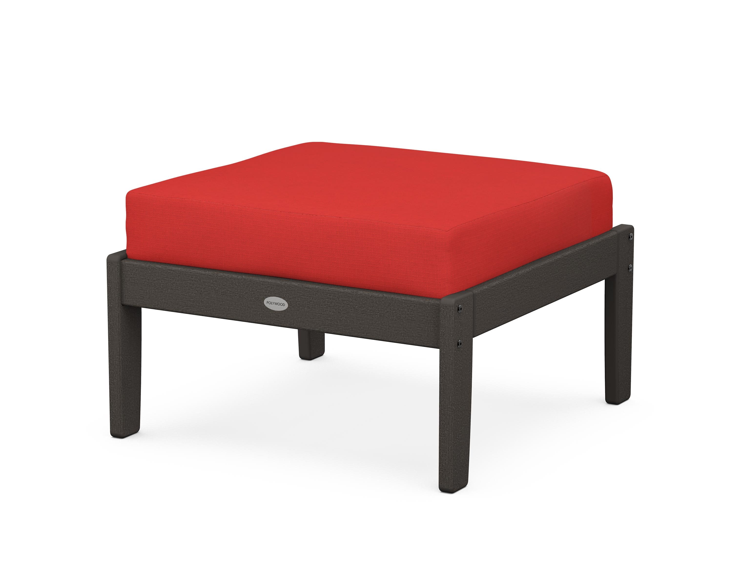 Braxton Deep Seating Ottoman in Vintage Coffee / Crimson Linen