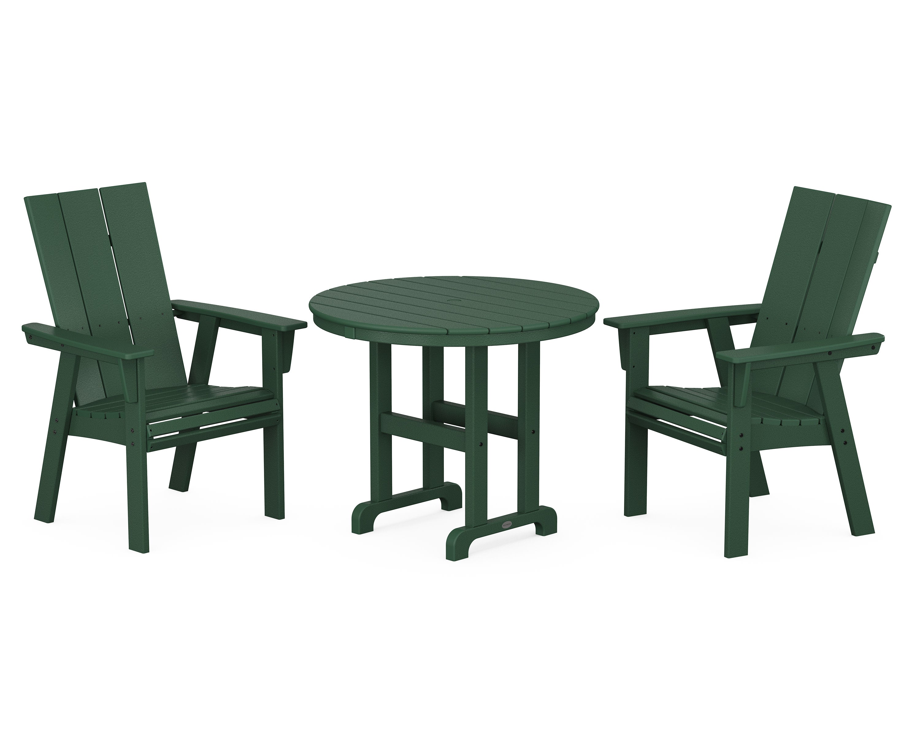Modern Adirondack 3-Piece Round Dining Set in Green
