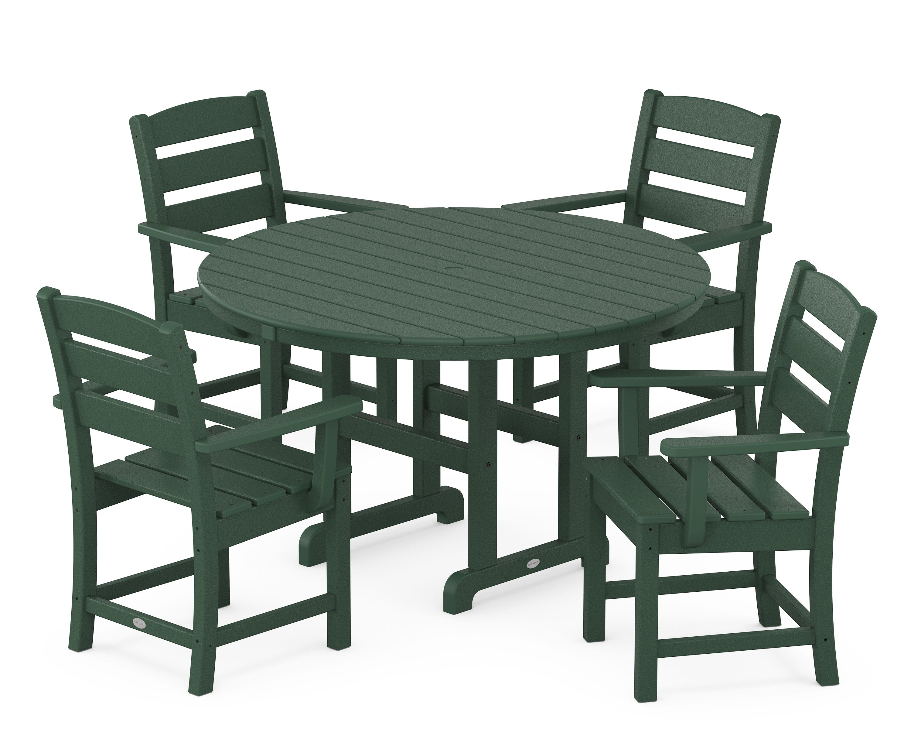 Lakeside 5-Piece Round Farmhouse Dining Set in Green