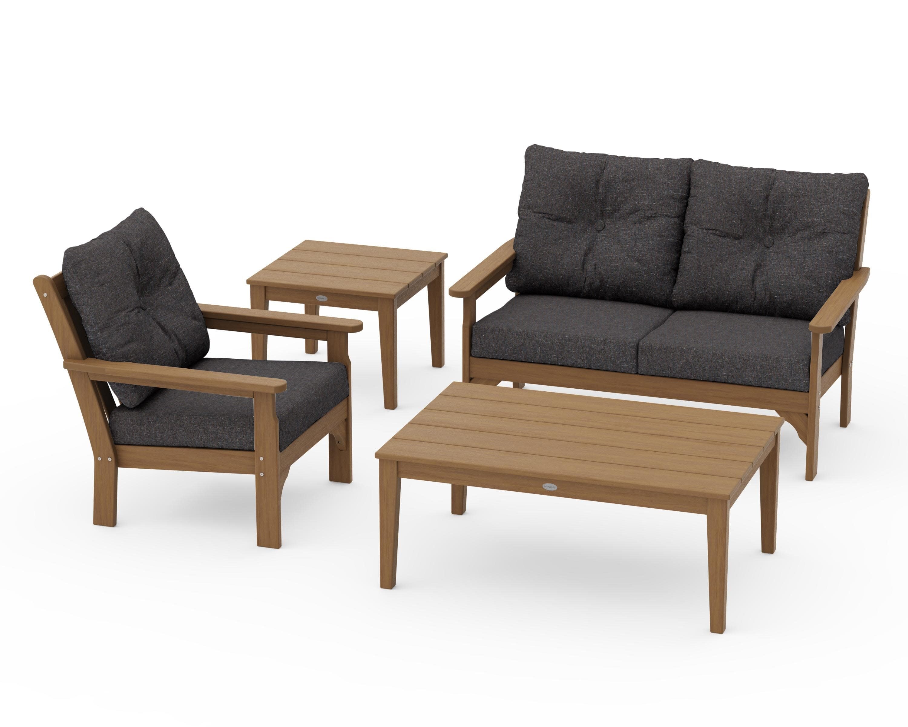 Vineyard 4-Piece Deep Seating Set in Natural / Ash Charcoal