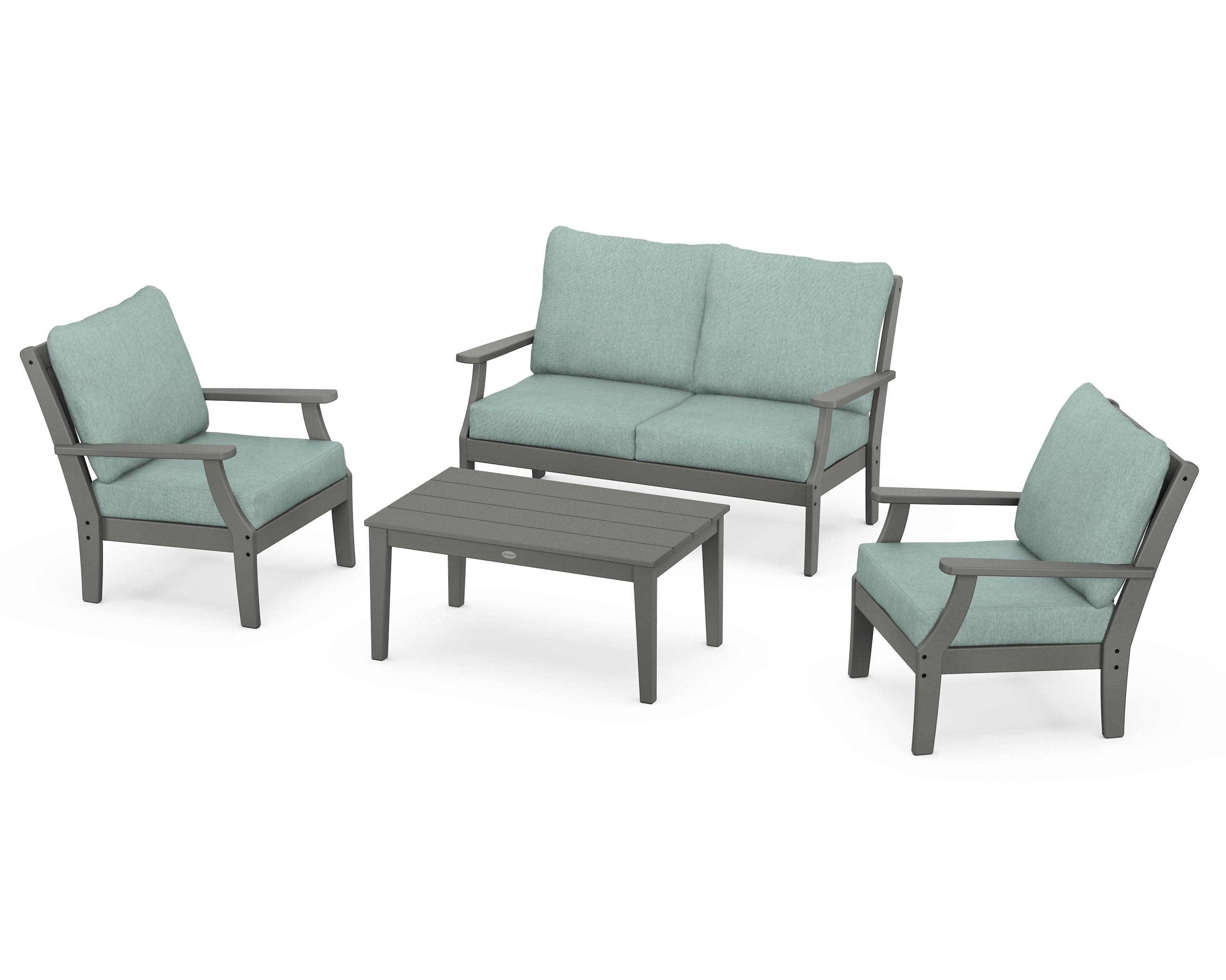 Braxton 4-Piece Deep Seating Chair Set in Slate Grey / Glacier Spa