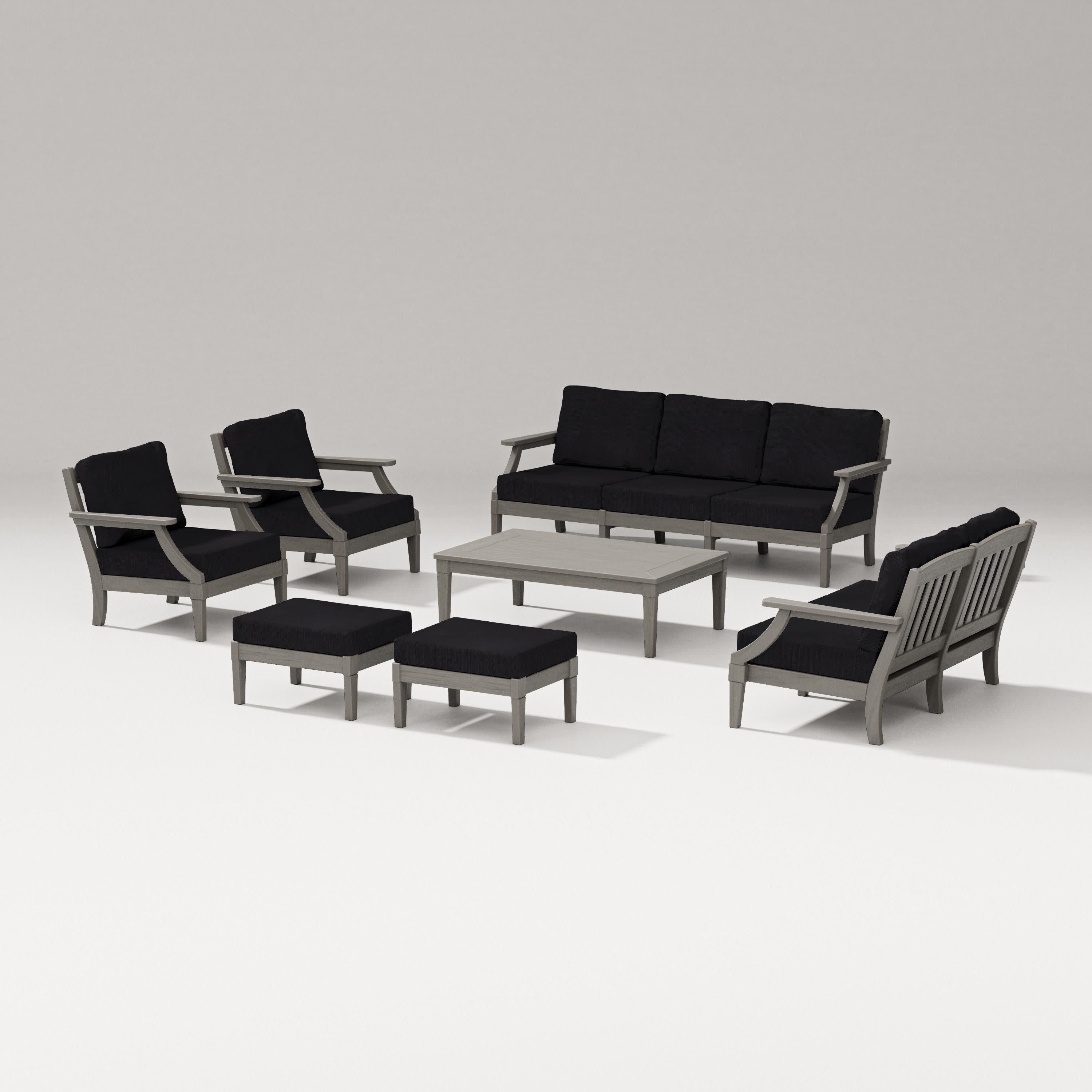 Estate 7-Piece Lounge Sofa Set in Driftwood / Midnight Linen