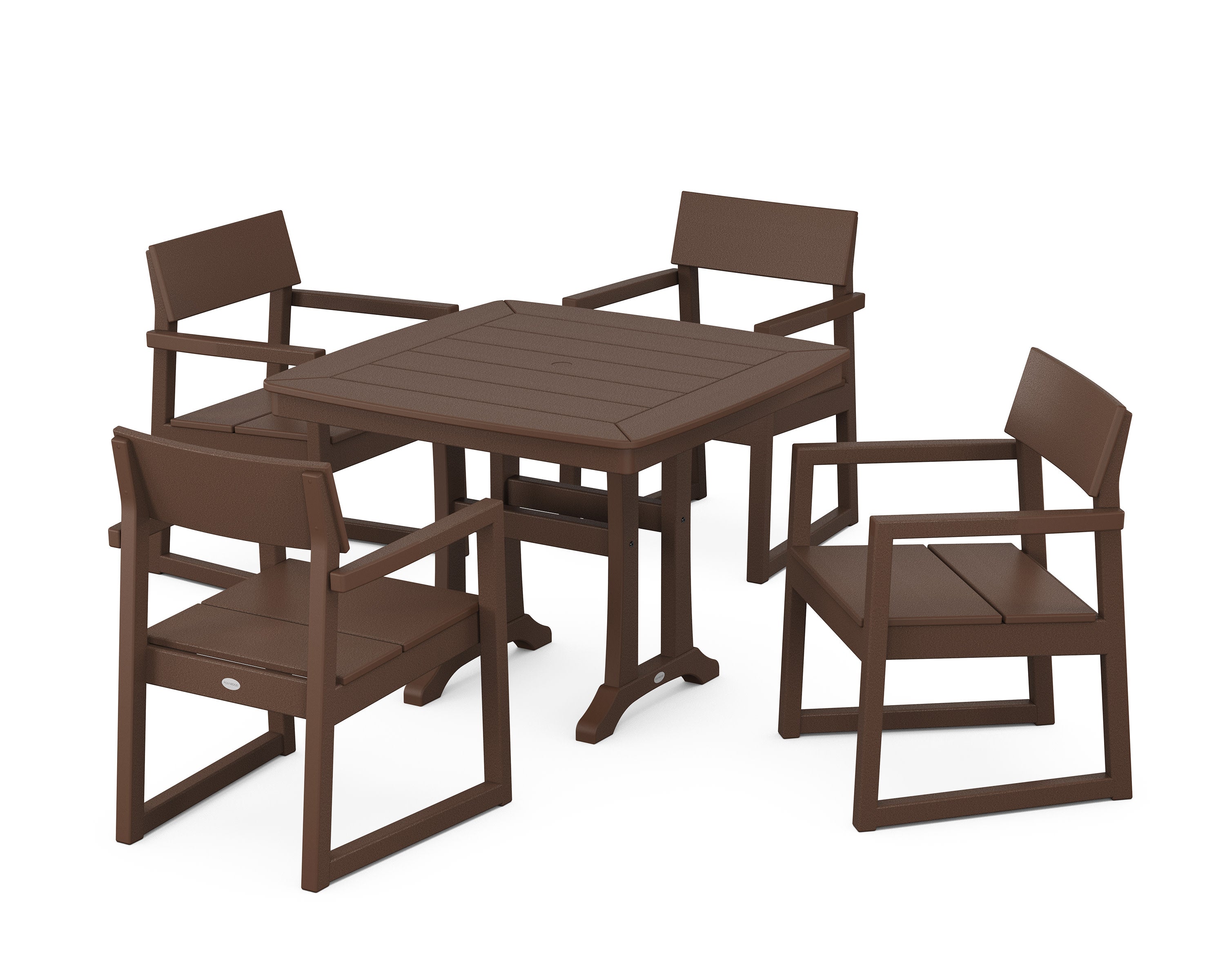 EDGE 5-Piece Dining Set with Trestle Legs in Mahogany