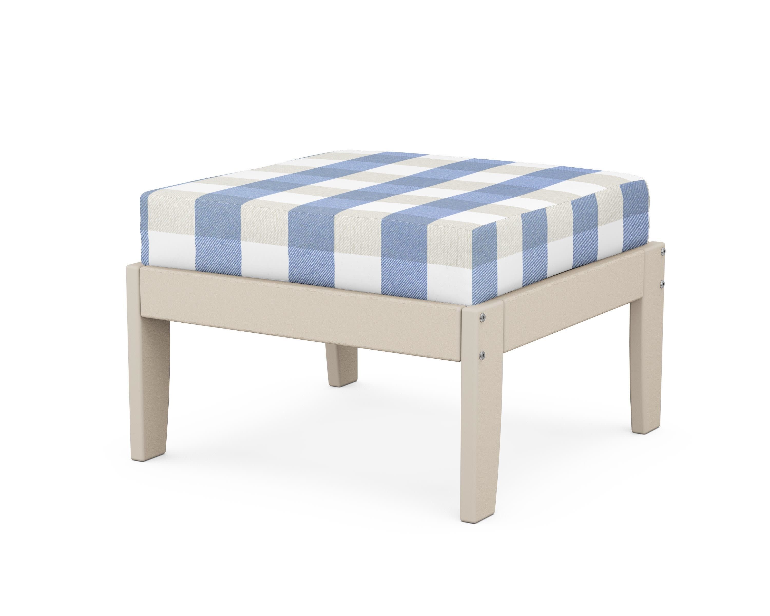Modular Ottoman - Classic in Sand / Buffalo Plaid Sky Blue