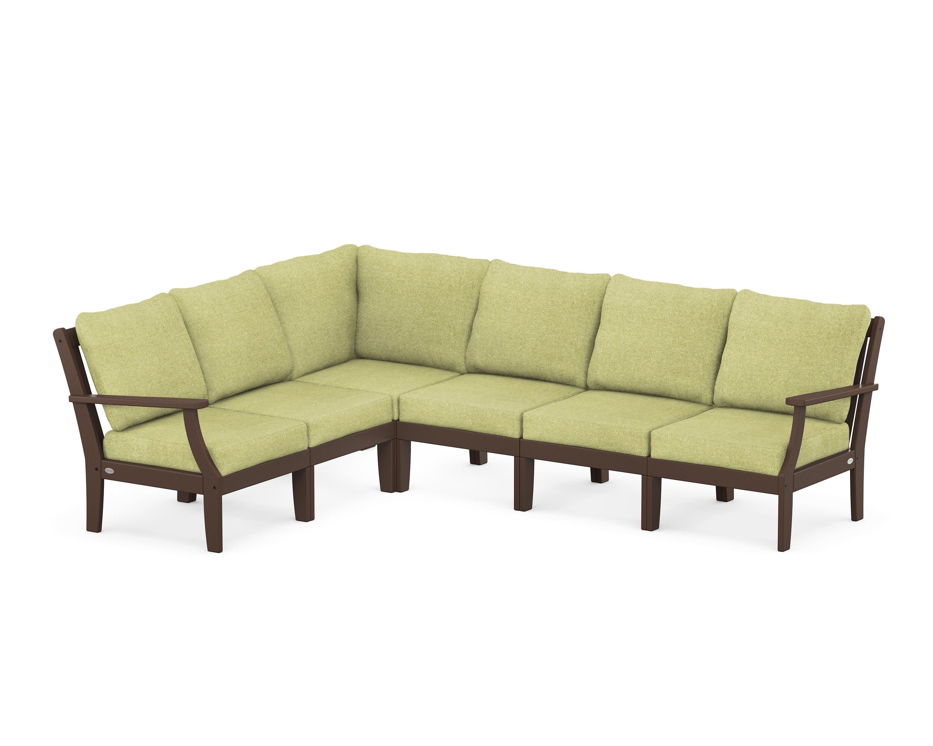 Braxton Modular 6-Piece Deep Seating Set in Mahogany / Chartreuse Boucle